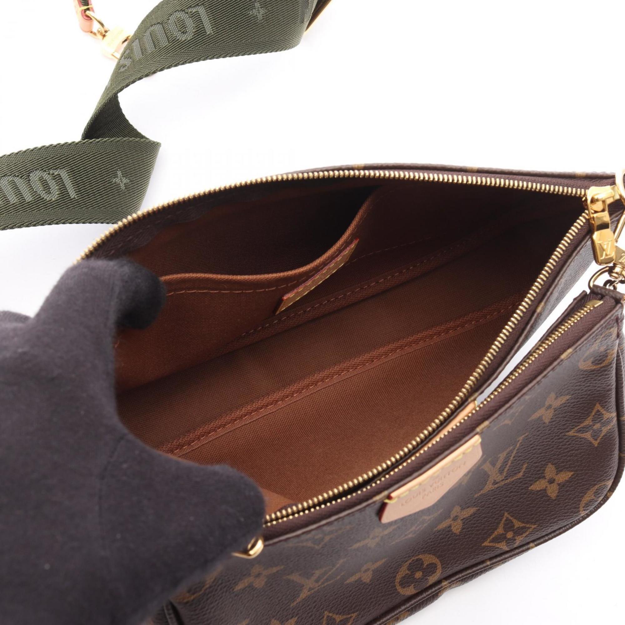Louis Vuitton Monogram Brown Khaki Coated Canvas Leather Shoulder Bag (Pre-Owned)