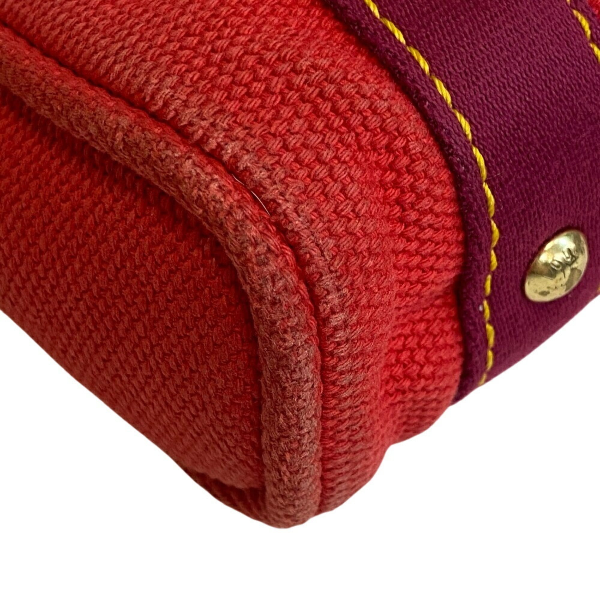 Louis Vuitton Red Color Canvas Handbag (Pre-Owned)