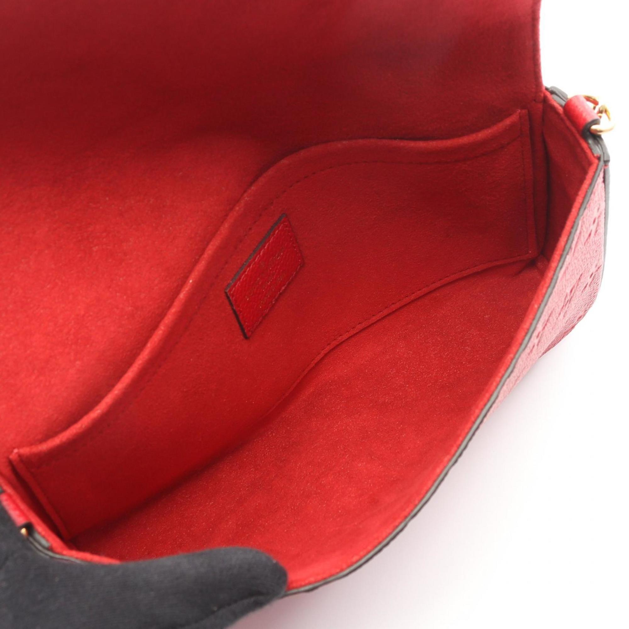 Louis Vuitton Red Color Rouge Monogram Empreinte Leather Pochette Shoulder Bag (Pre-Owned)
