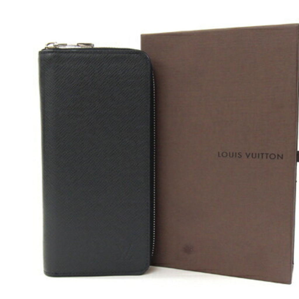 Louis Vuitton Black Noir Taiga Leather Leather Long Wallet (Bi-Fold) (Pre-Owned)
