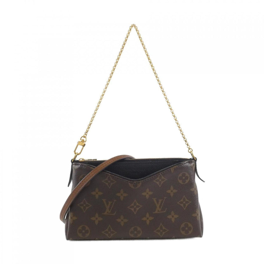 Louis Vuitton Monogram Black Marron Coated Canvas Shoulder Bag (Pre-Owned)