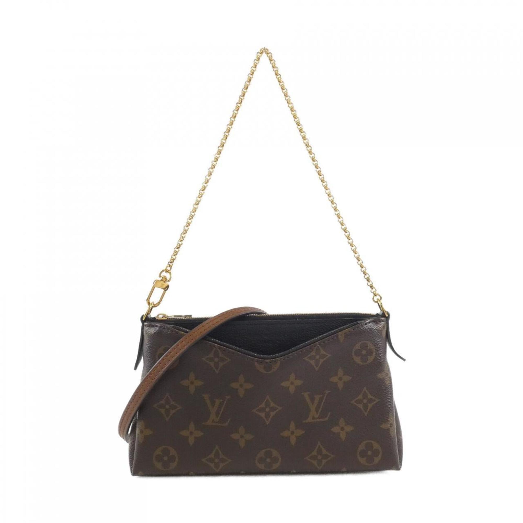 Louis Vuitton Monogram Black Marron Coated Canvas Shoulder Bag (Pre-Owned)