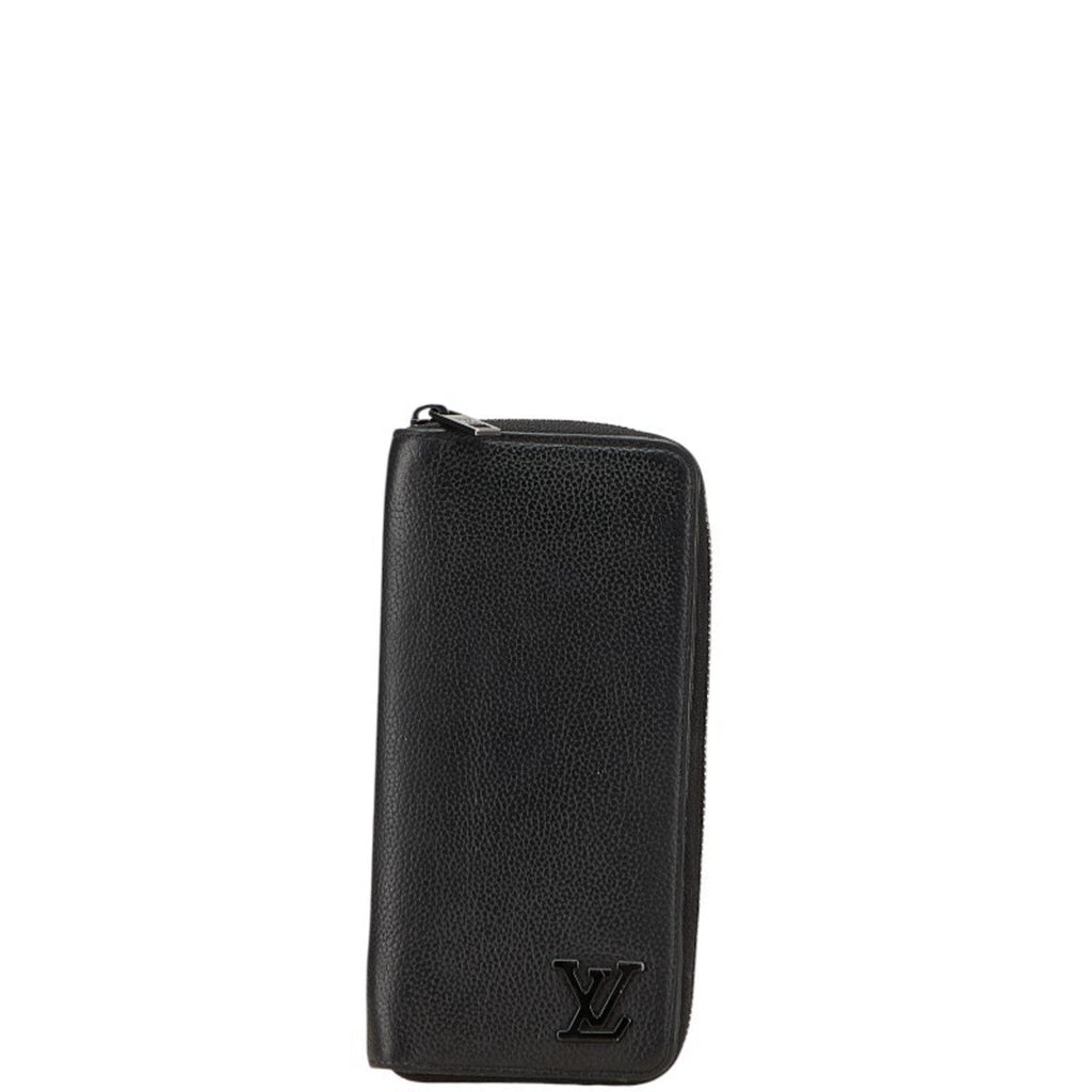 Louis Vuitton Black Noir Leather Long Wallet (Bi-Fold) (Pre-Owned)
