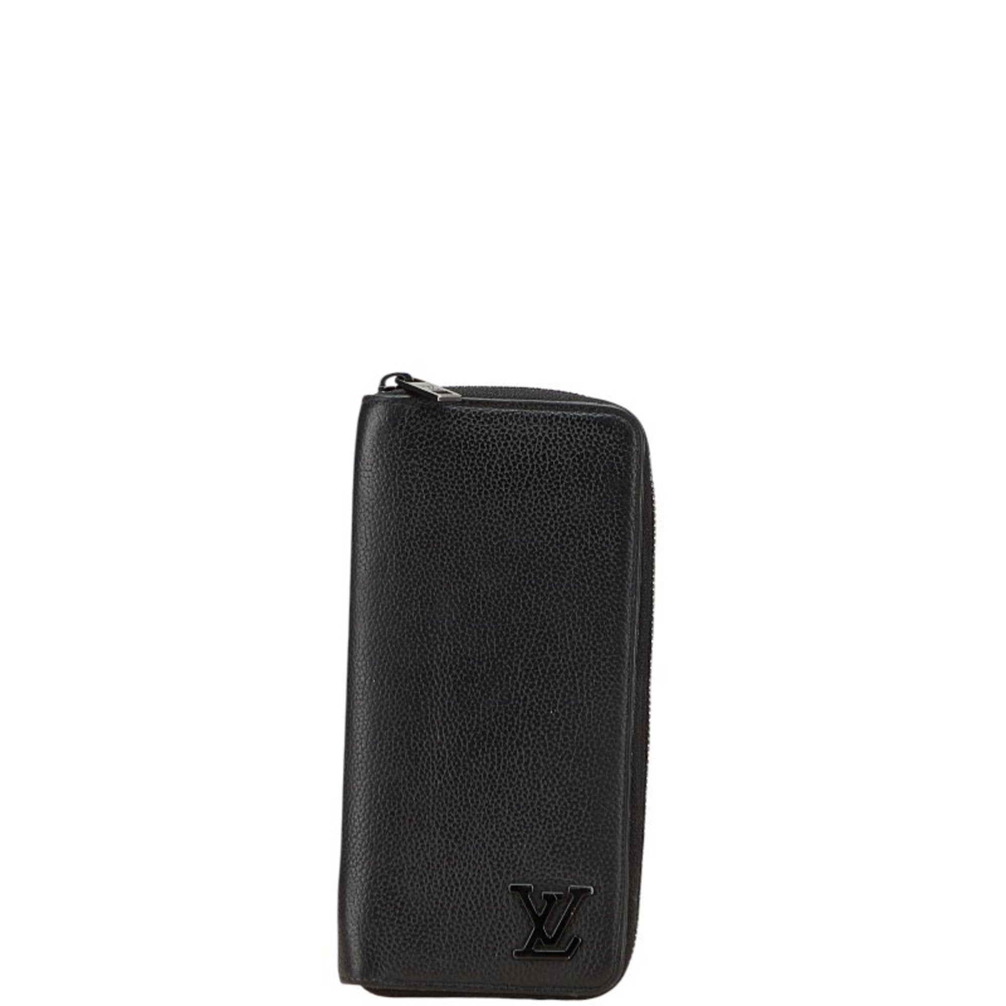 Louis Vuitton Black Noir Leather Long Wallet (Bi-Fold) (Pre-Owned)