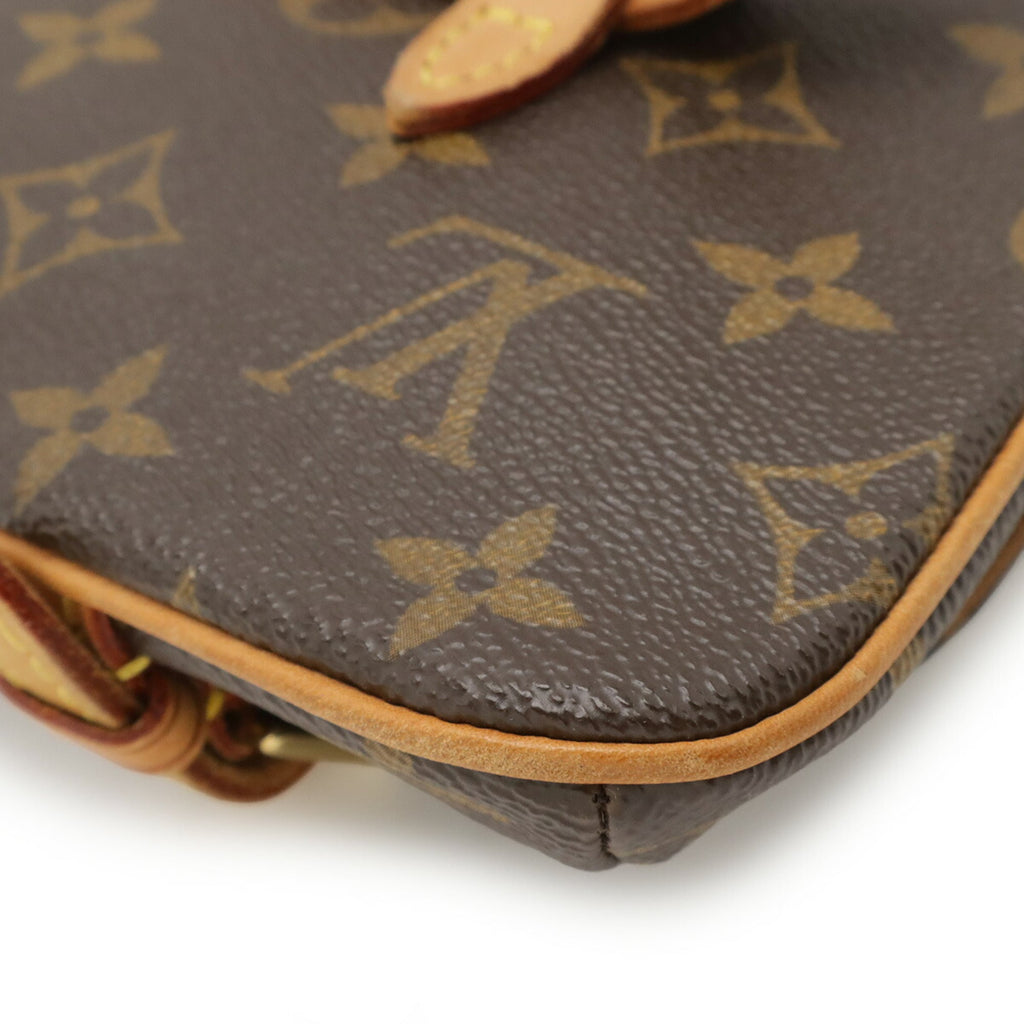 Louis Vuitton Brown Pvc Coated Canvas Clutch Bag Pochette Sling Bag (Pre-Owned)