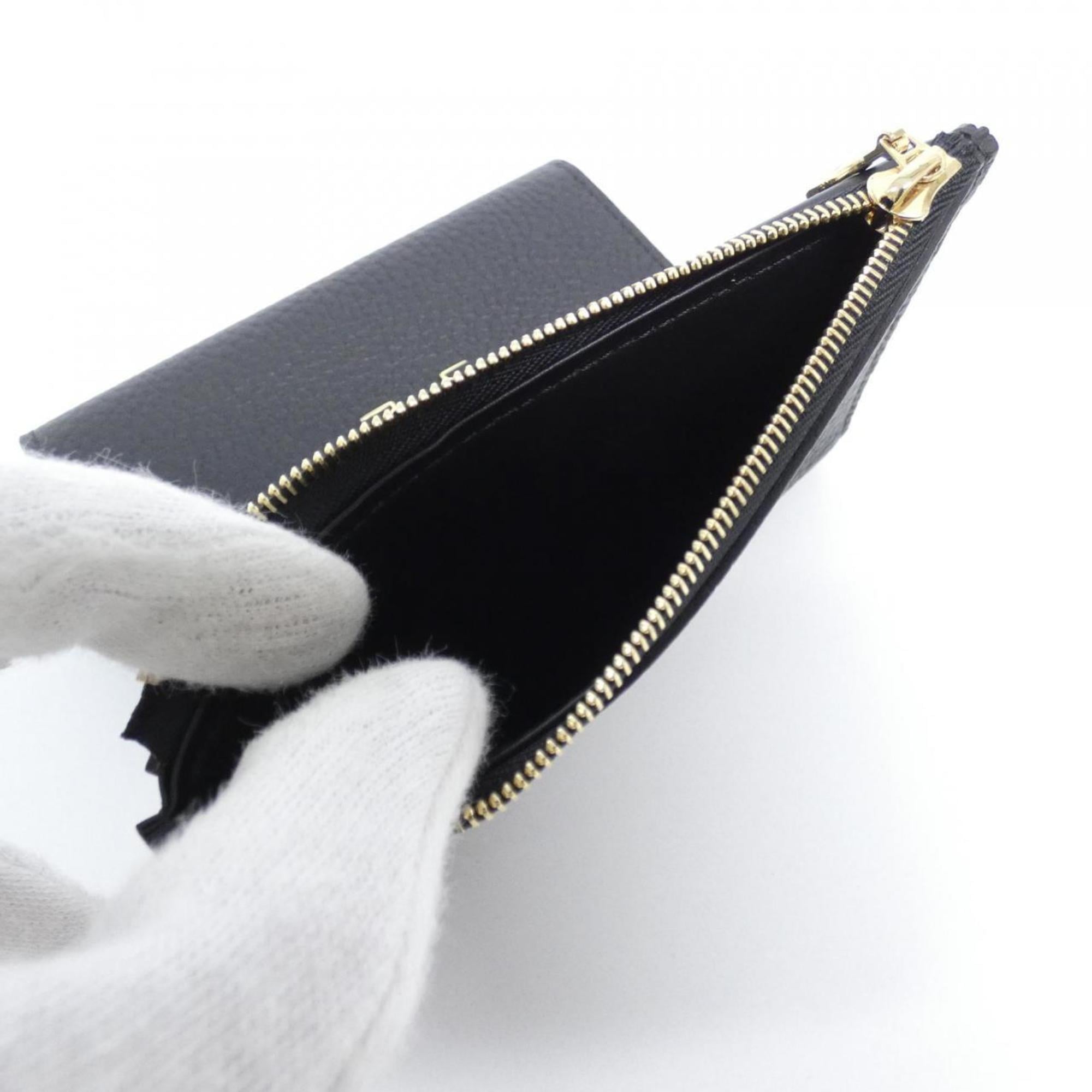 Louis Vuitton Black Leather Wallet (Tri-Fold) (Pre-Owned)