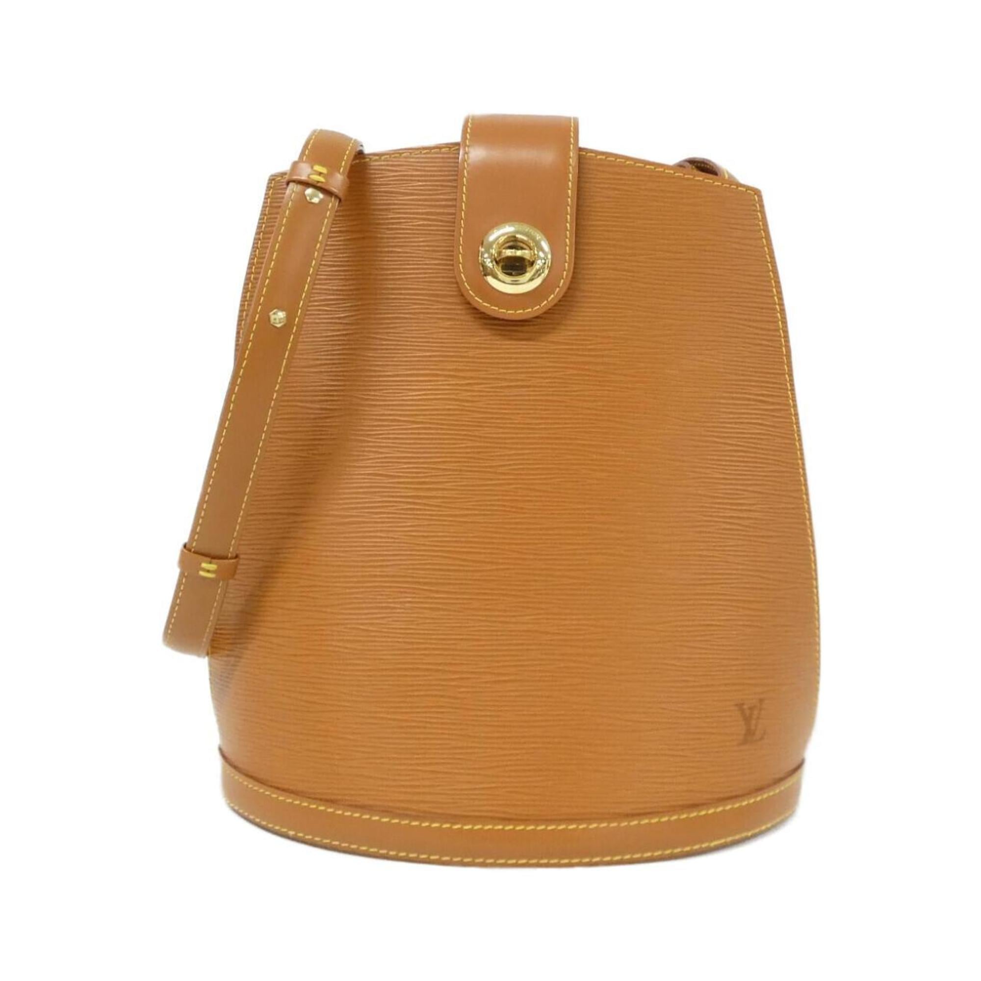 Louis Vuitton Gold Brown Leather Shoulder Bag (Pre-Owned)
