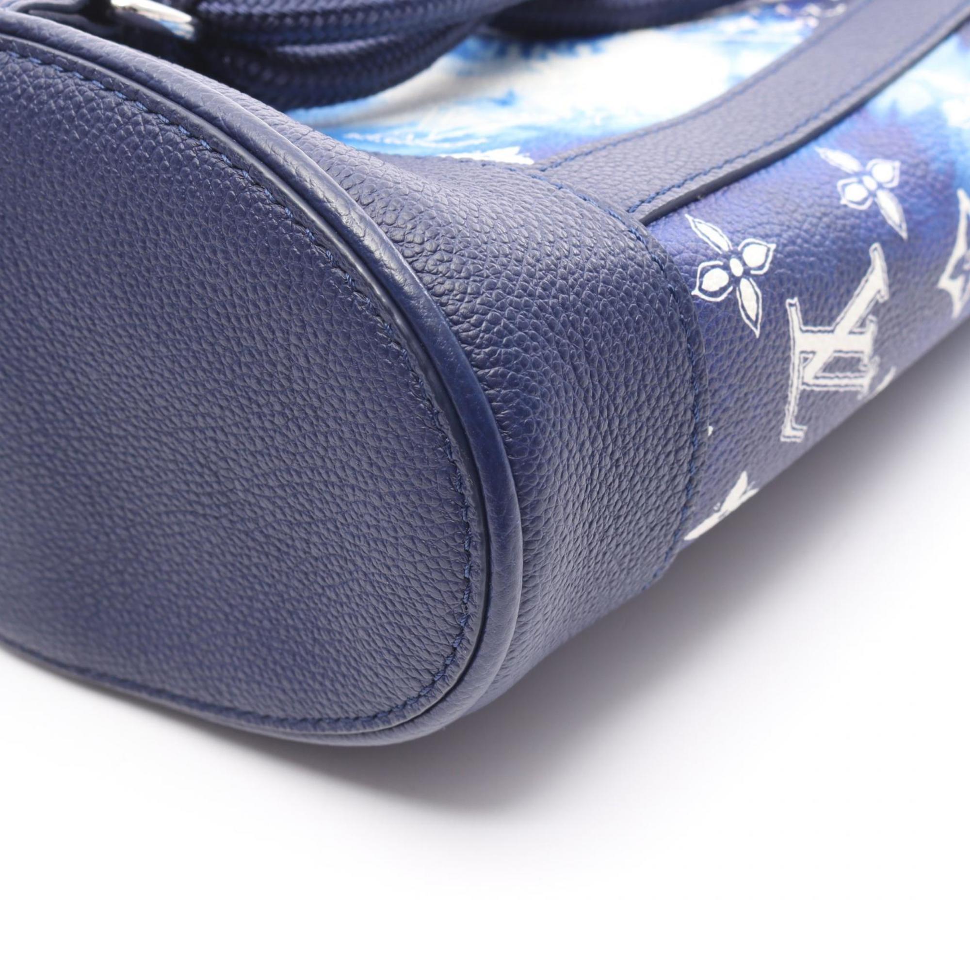 Louis Vuitton Blue Leather Coated Canvas Shoulder Bag (Pre-Owned)