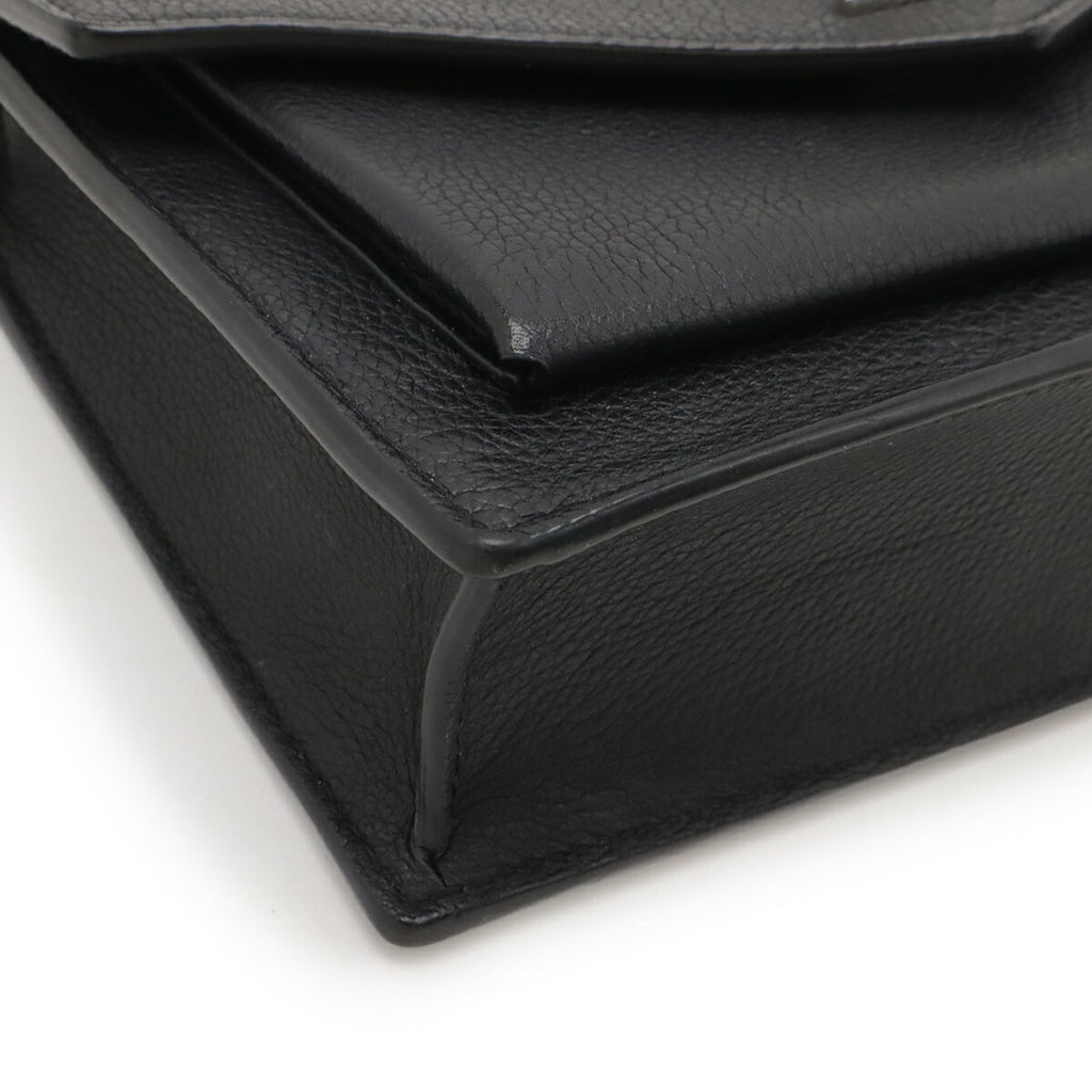 Louis Vuitton Noir Leather Clutch Bag Pochette Shoulder Bag (Pre-Owned)