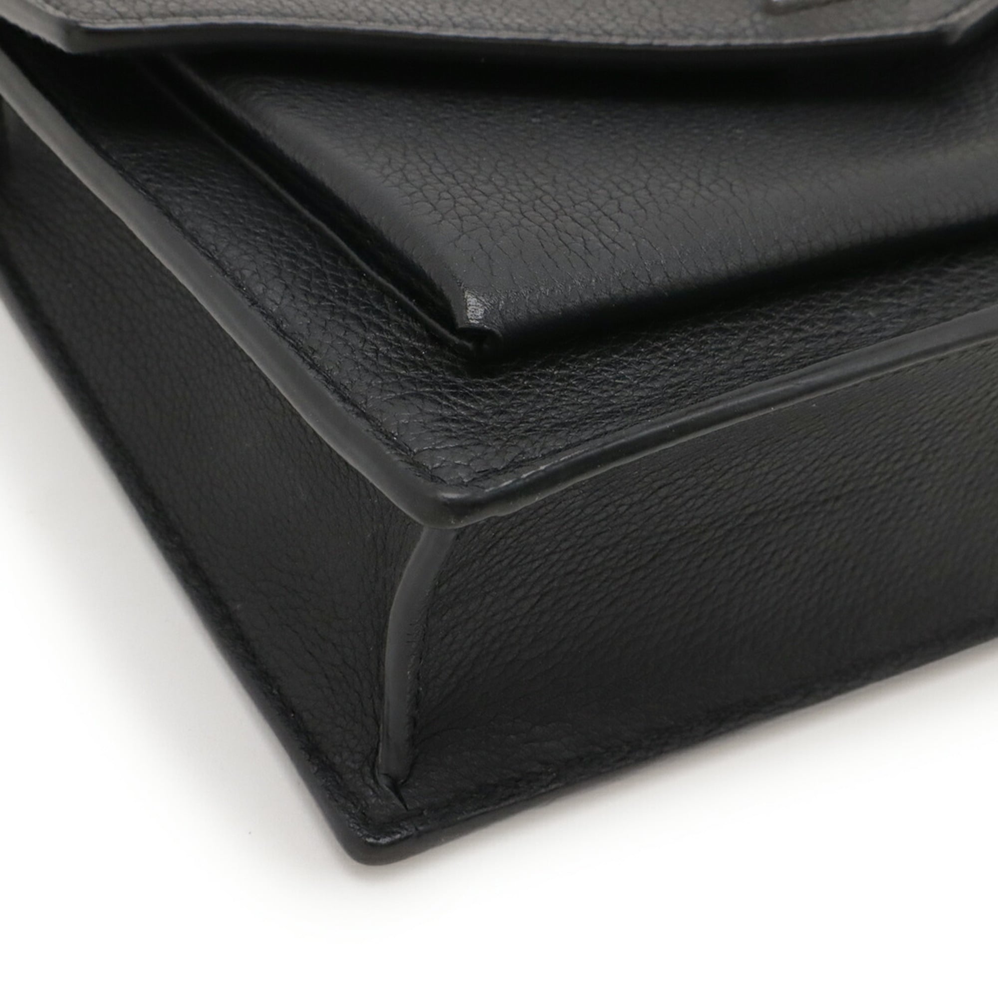 Louis Vuitton Noir Leather Clutch Bag Pochette Shoulder Bag (Pre-Owned)