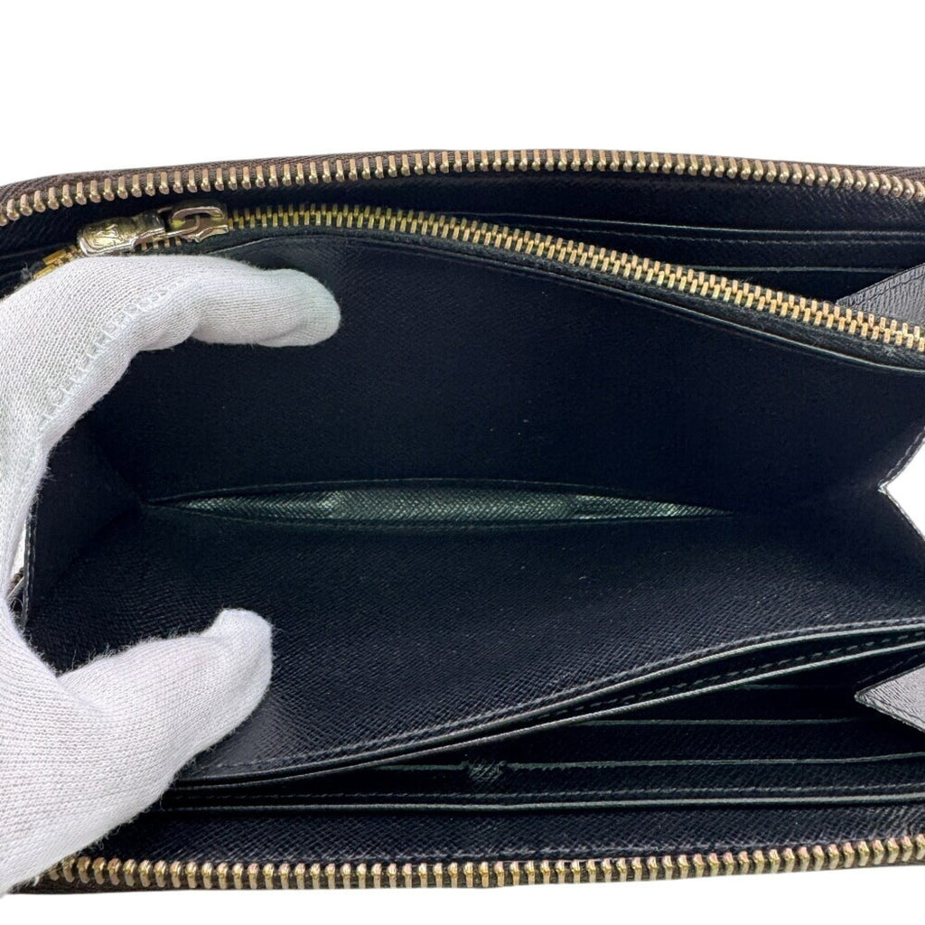 Louis Vuitton Black Brown Camel Leather Long Wallet (Bi-Fold) (Pre-Owned)