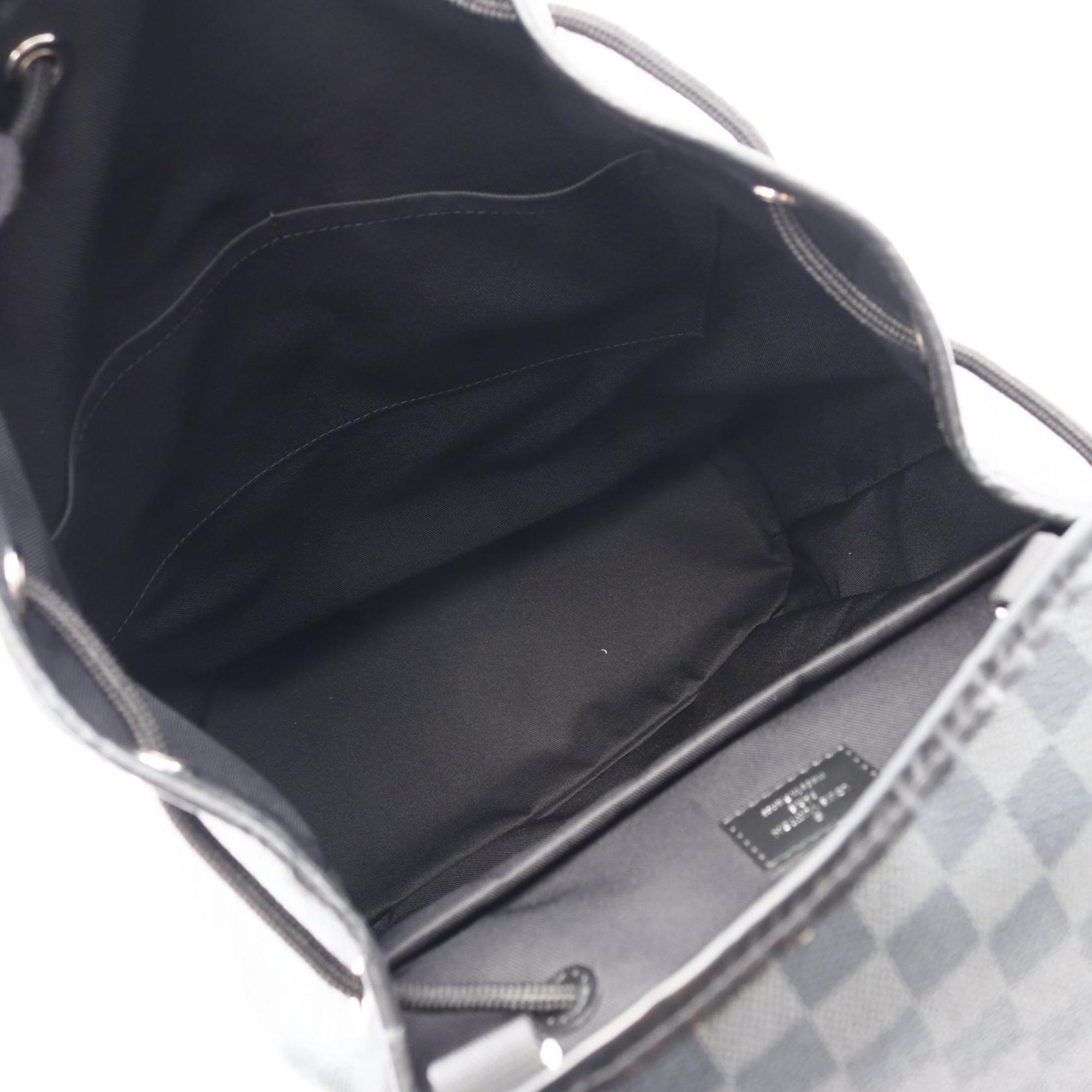 Louis Vuitton Black Coated Canvas Leather Backpack (Pre-Owned)
