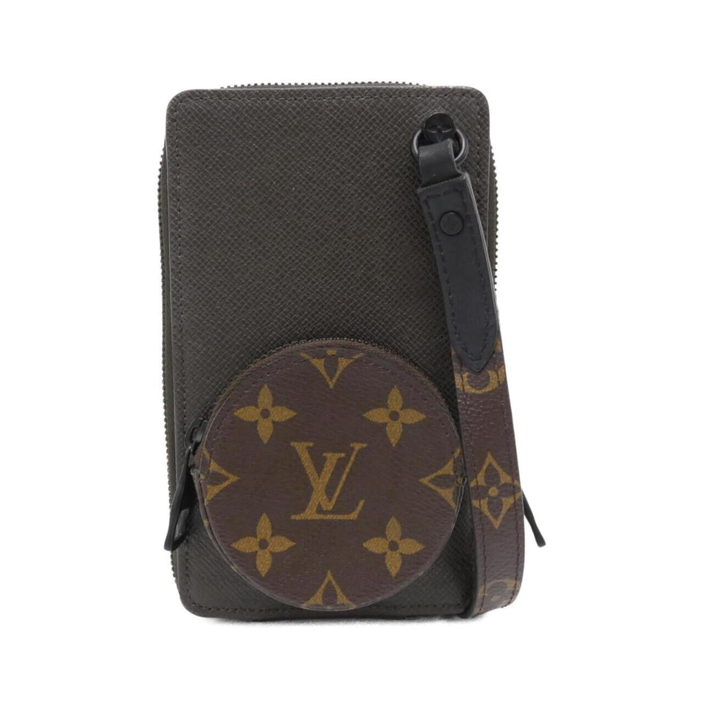 Louis Vuitton Black Khaki Marron Coated Canvas Leather Shoulder Bag (Pre-Owned)