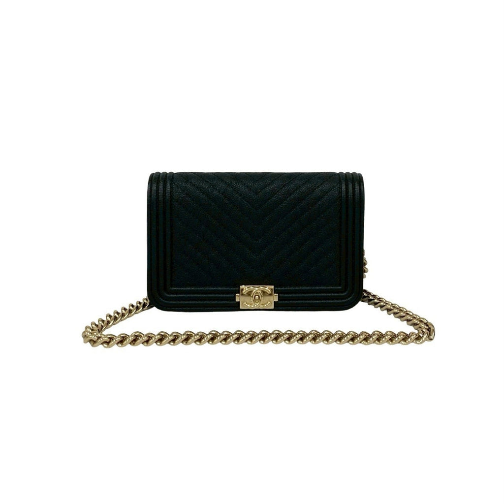 Boy Wallet on Chain Chevron Caviar