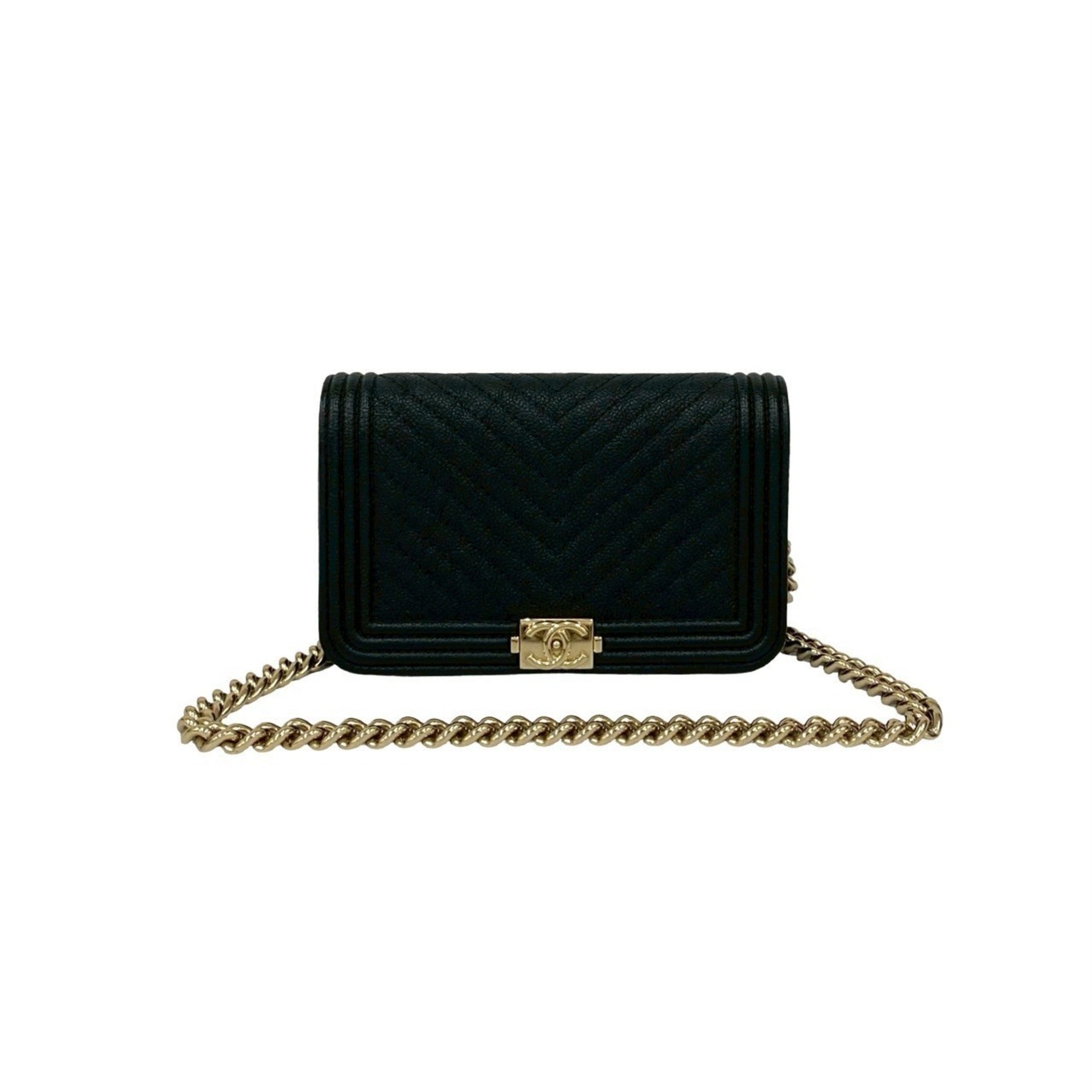 Boy Wallet on Chain Chevron Caviar