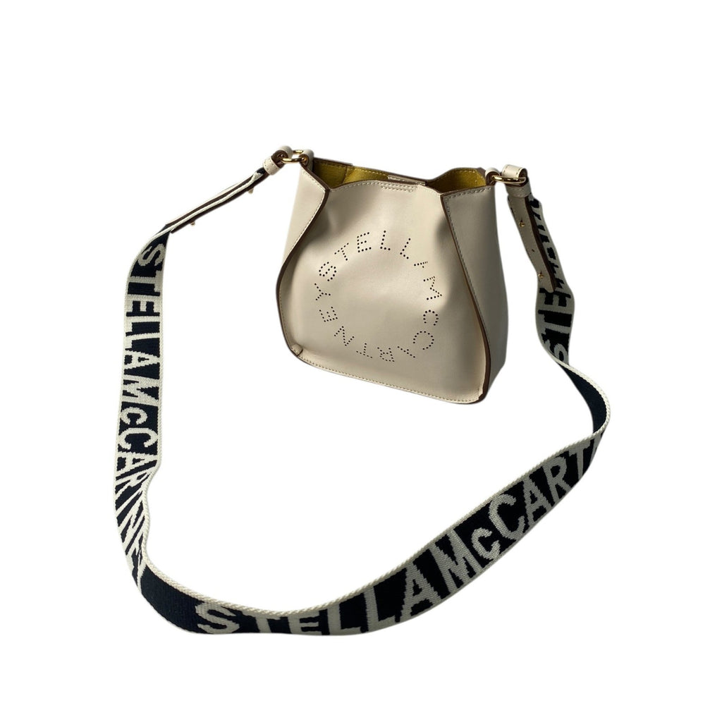 Logo Crossbody Bag Perforated Faux Leather Mini