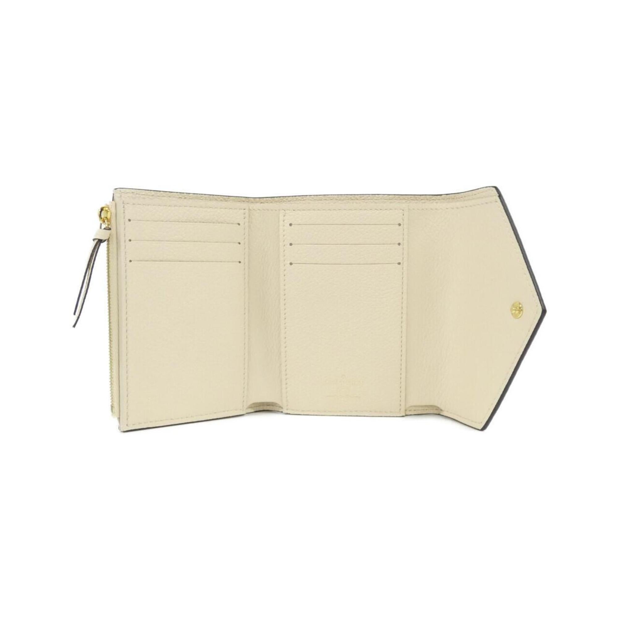 Louis Vuitton Cream Leather Wallet (Tri-Fold) (Pre-Owned)