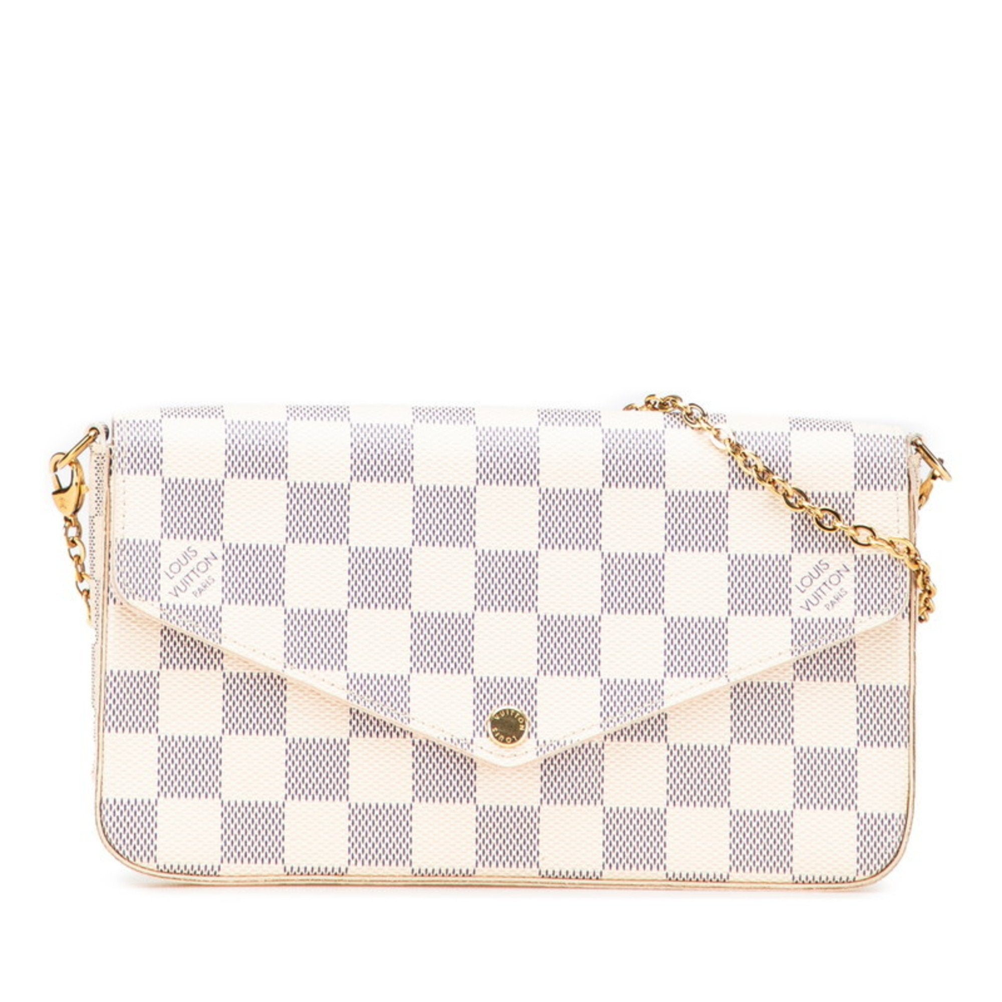 Louis Vuitton Damier Azur Ivory Pvc Leather Pochette Shoulder Bag (Pre-Owned)