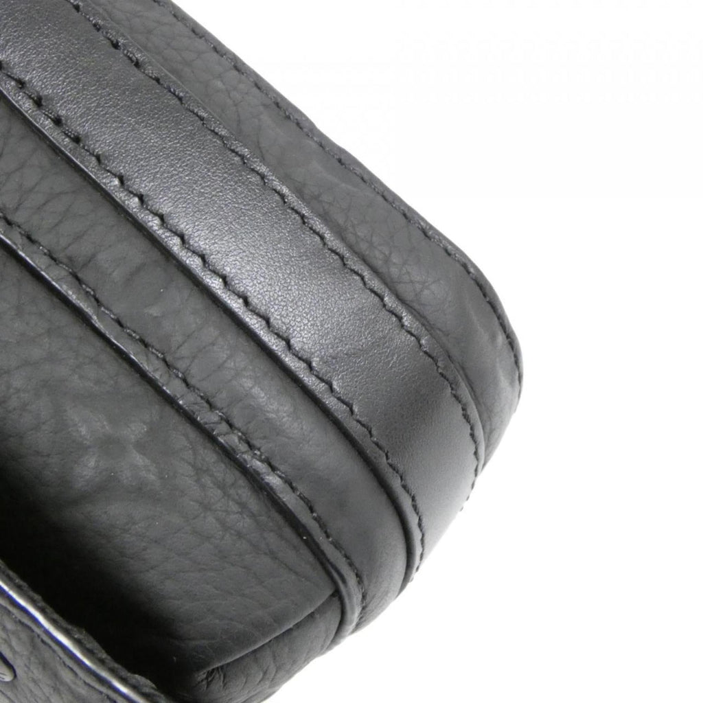 Louis Vuitton Black Leather Messenger Bag Shoulder Bag (Pre-Owned)