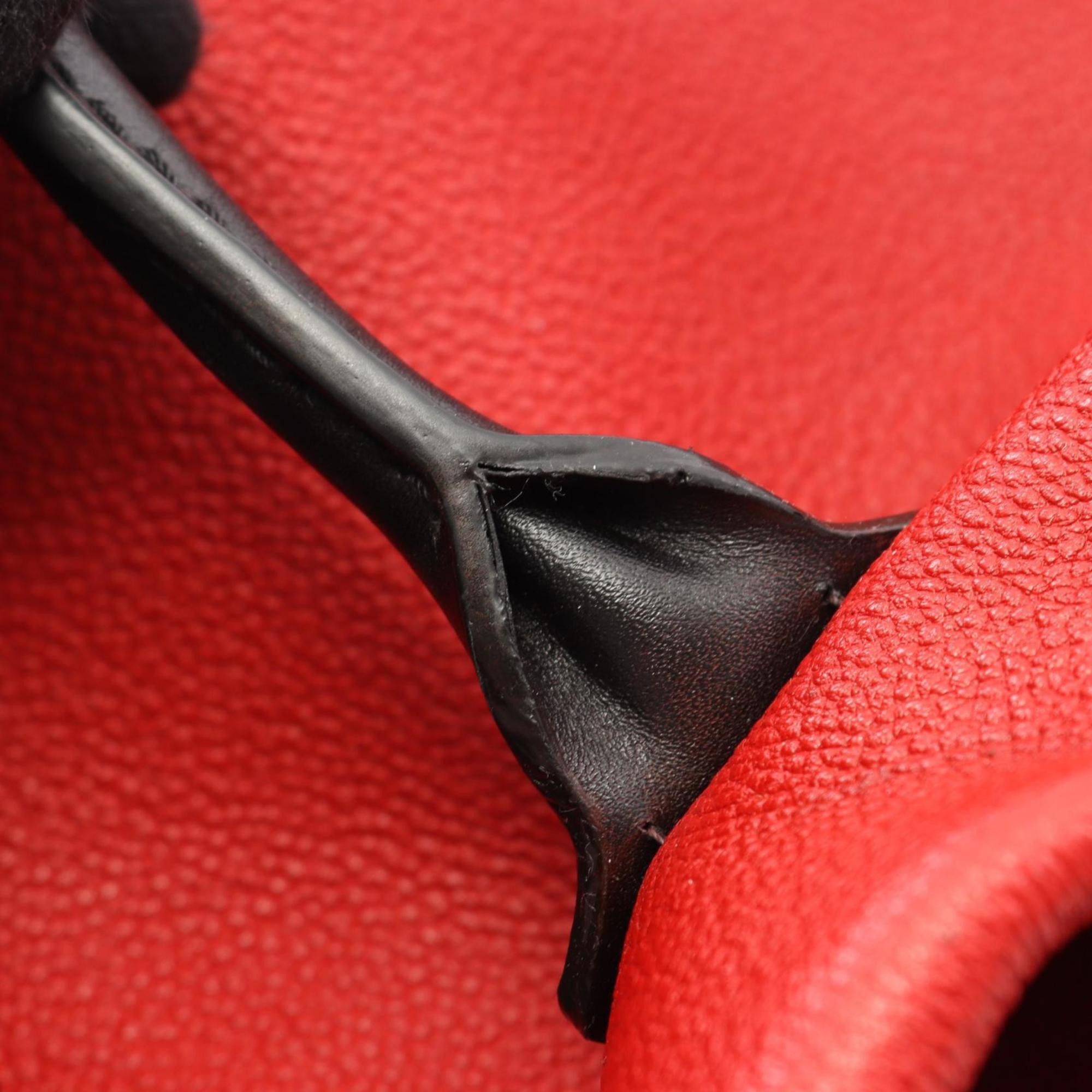 Louis Vuitton Black Brown Monogram Red Color Coated Canvas Leather Tote Bag (Pre-Owned)