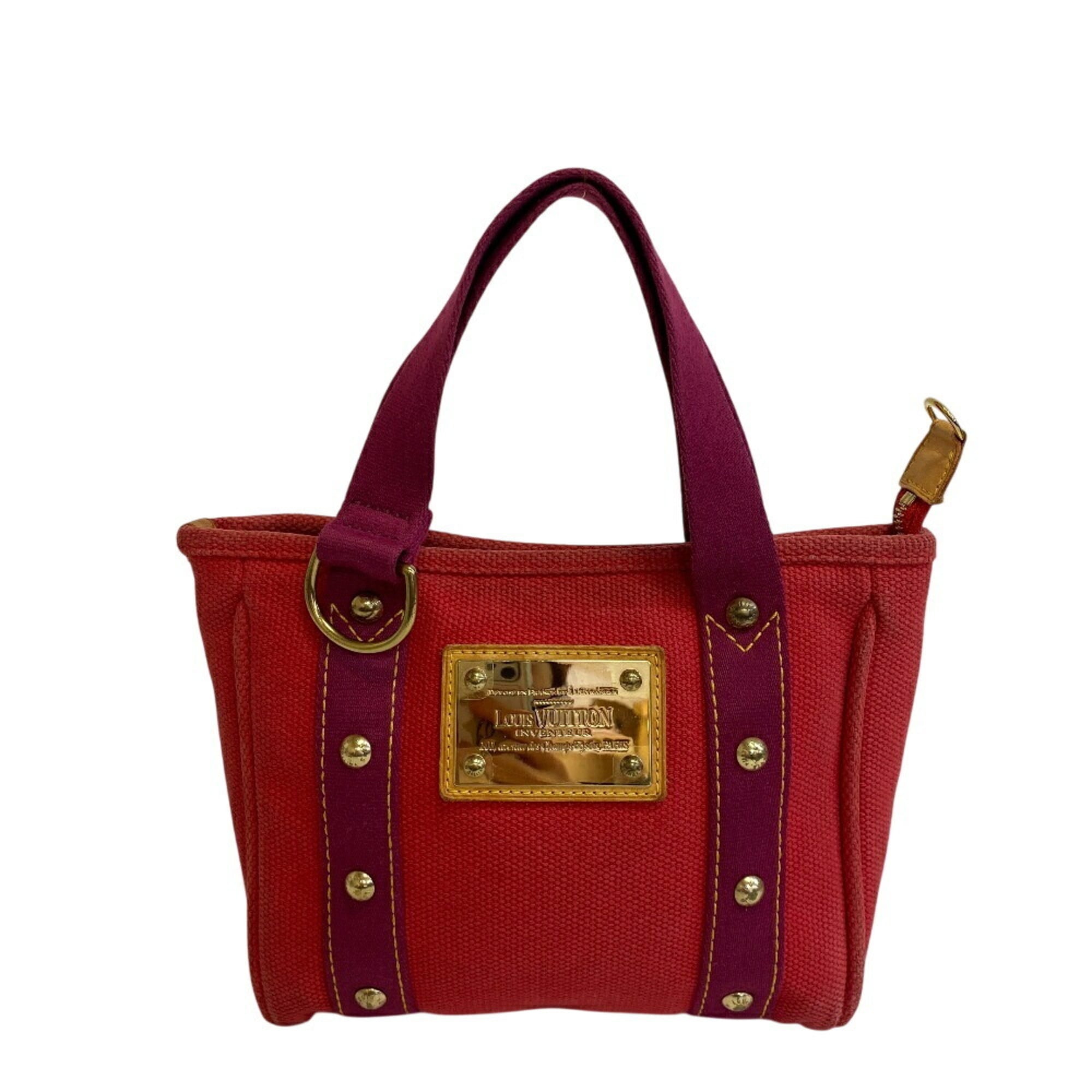 Louis Vuitton Red Color Canvas Handbag (Pre-Owned)