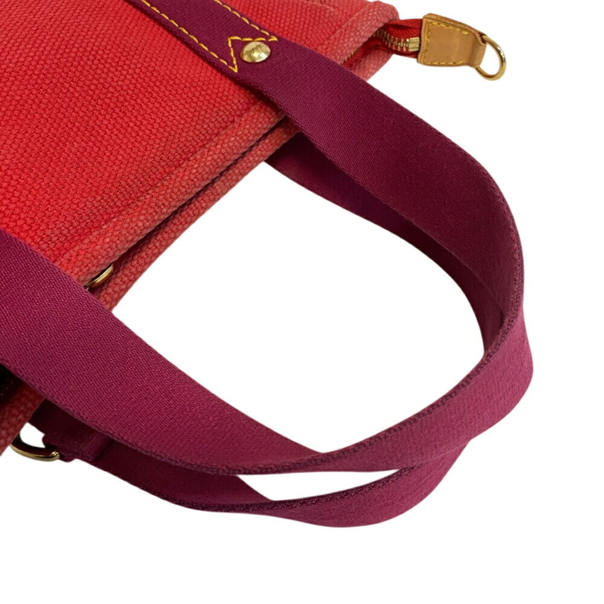 Louis Vuitton Red Color Canvas Handbag (Pre-Owned)
