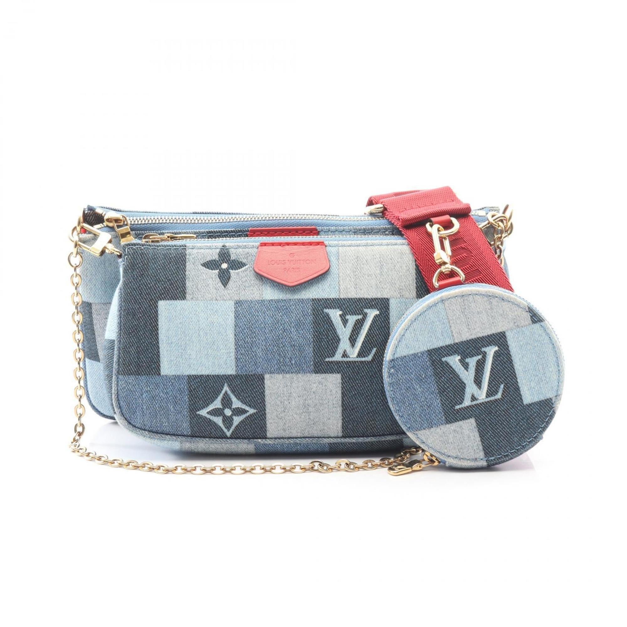 Louis Vuitton Blue Multi-Color Monogram Denim Leather Pochette Shoulder Bag (Pre-Owned)