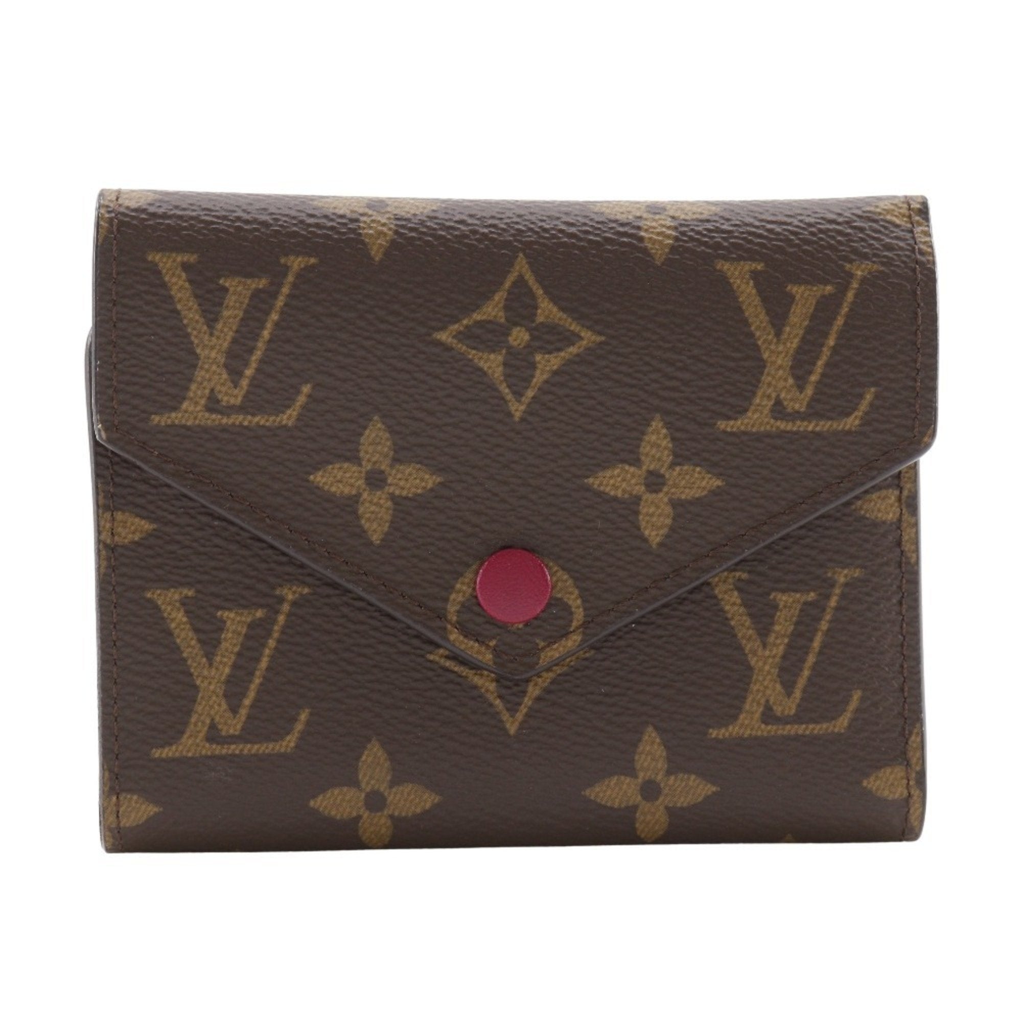 Louis Vuitton Brown Fuchsia Monogram Canvas Wallet (Tri-Fold) (Pre-Owned)