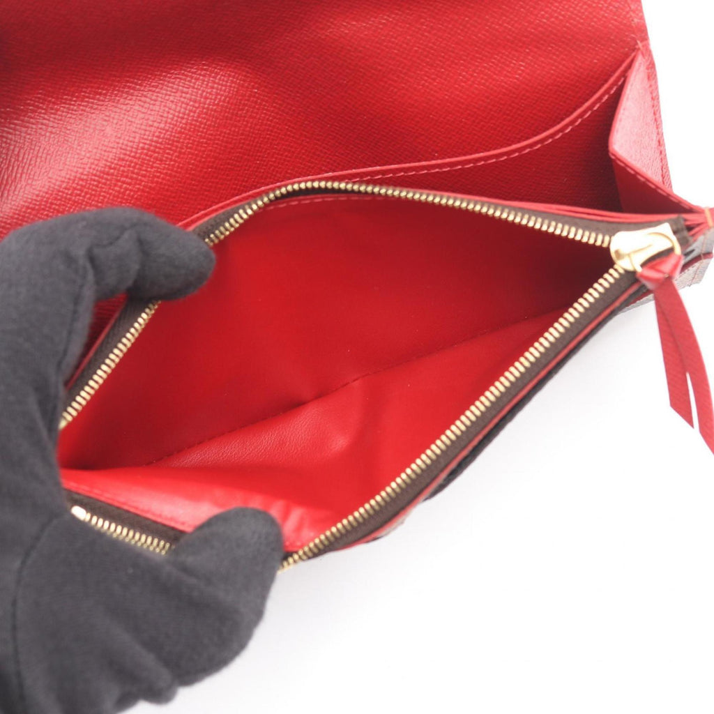 Louis Vuitton Brown Cerise Ebene Red Color Damier Canvas Leather Pvc Long Wallet (Bi-Fold) (Pre-Owned)