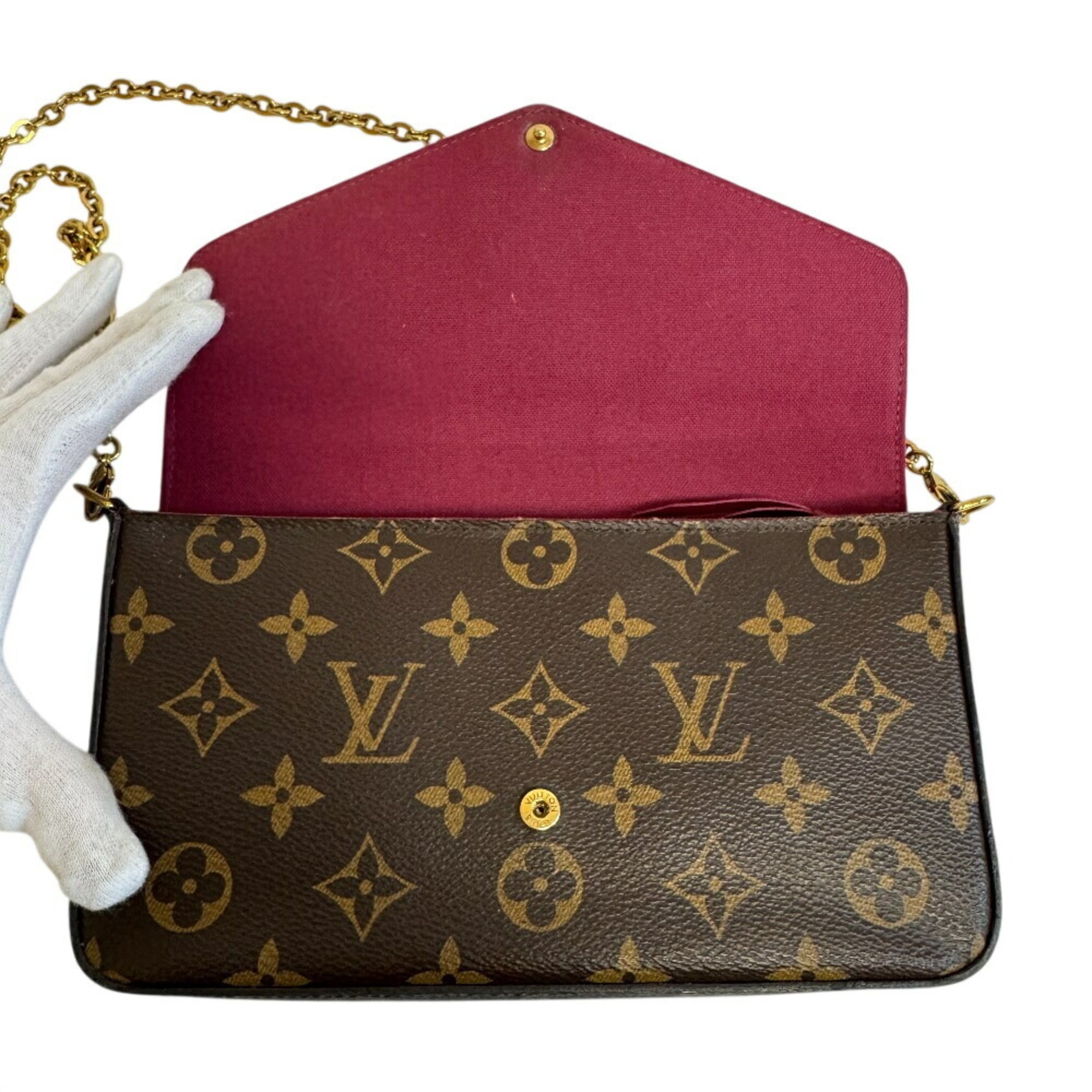 Louis Vuitton Brown Monogram Monogram Leather Pouch Shoulder Bag (Pre-Owned)
