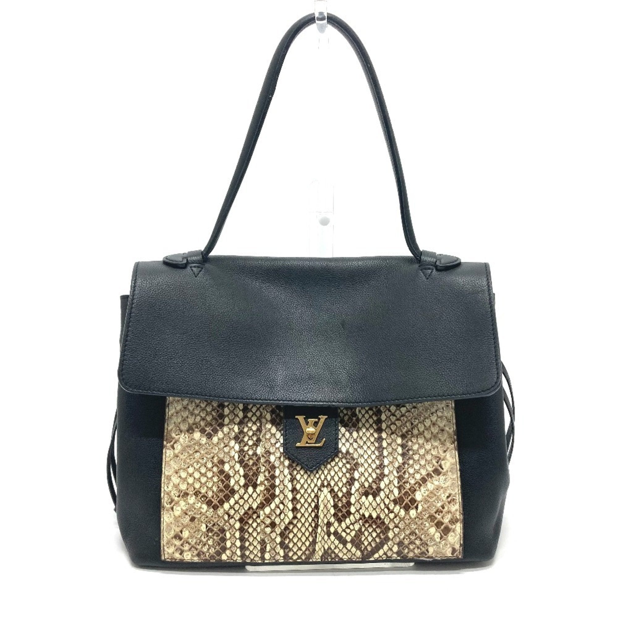 Louis Vuitton Black Leather Handbag Shoulder Bag (Pre-Owned)
