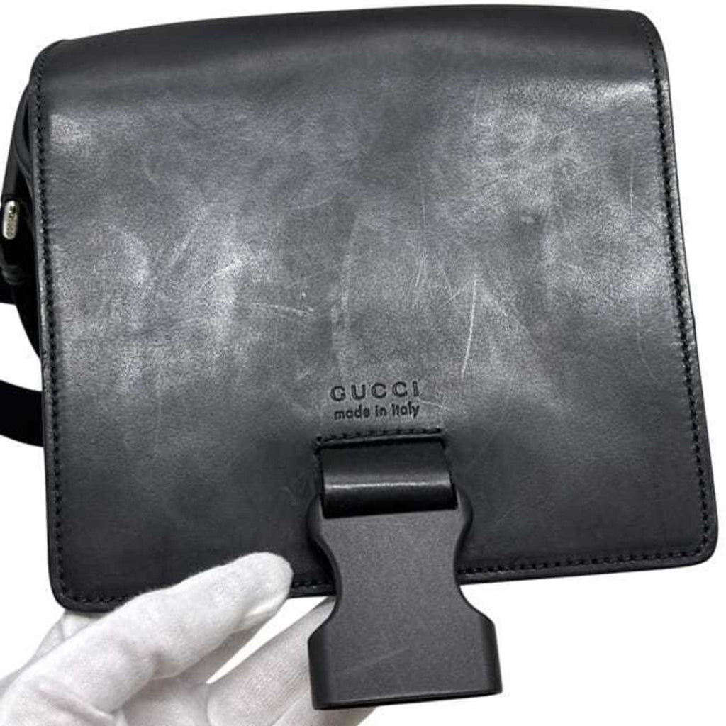 Buckle Flap Messenger Bag GG Coated Canvas with Leather Medium