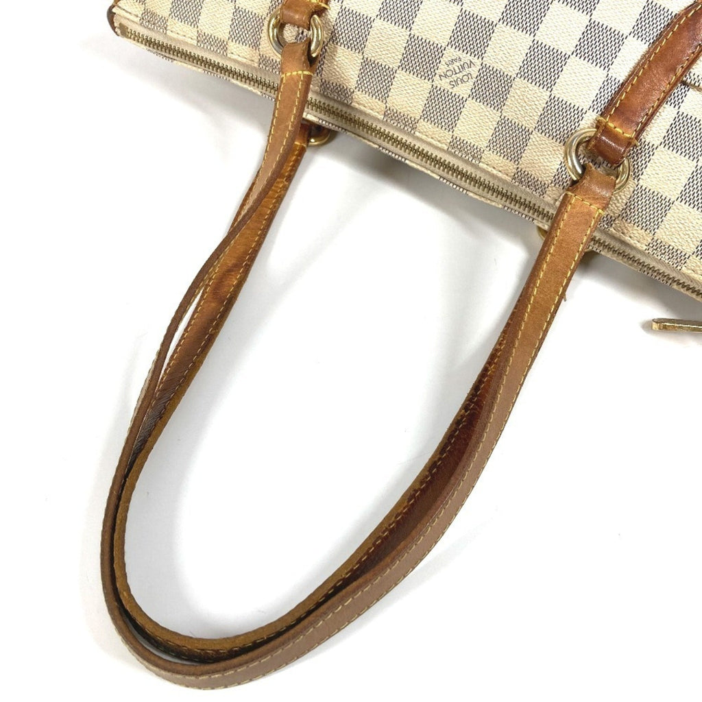 Louis Vuitton Galle White Yellow Damier Azur Shoulder Bag Tote Bag (Pre-Owned)