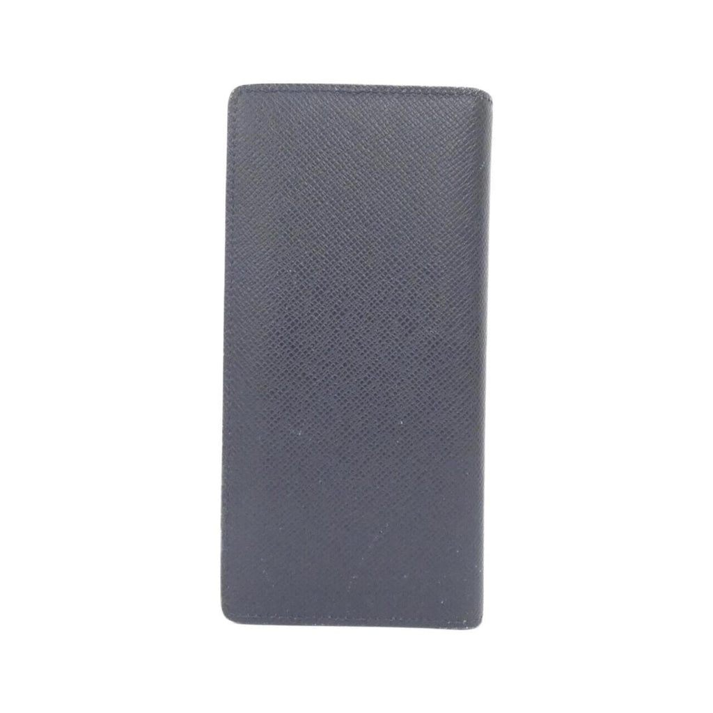 Louis Vuitton Navy Black Leather Long Wallet (Bi-Fold) (Pre-Owned)