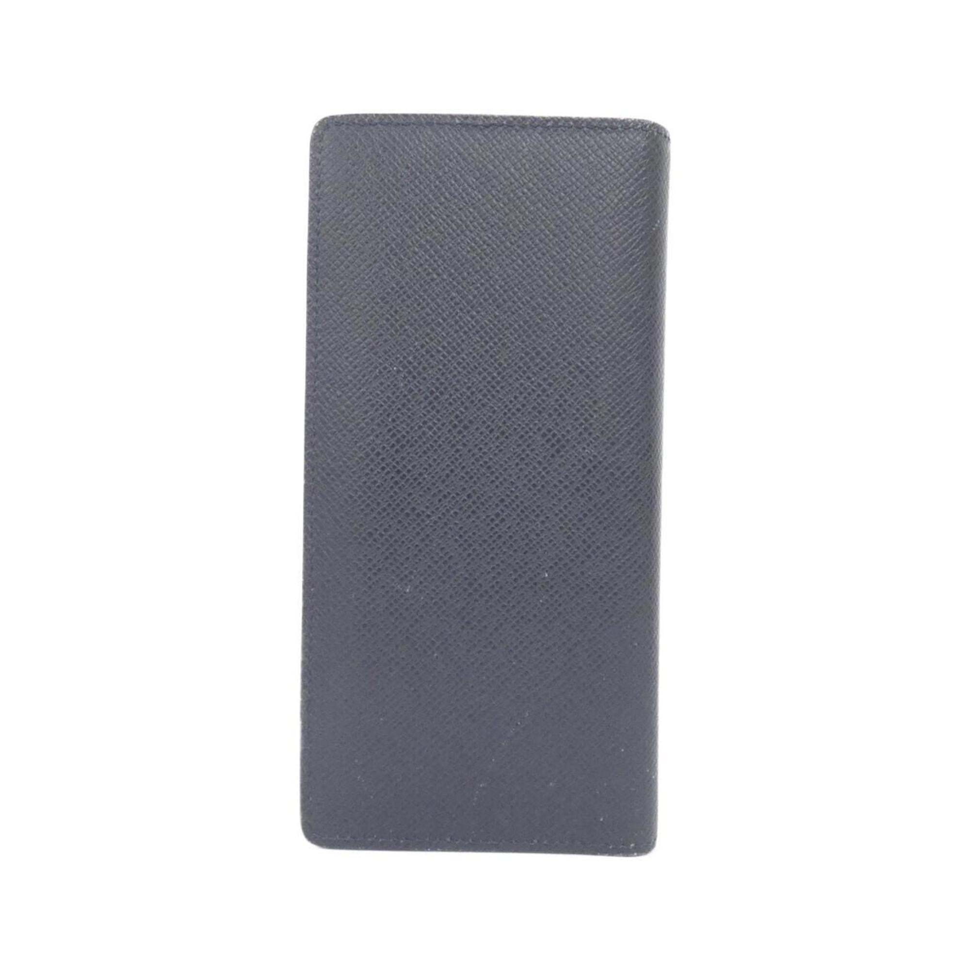 Louis Vuitton Navy Black Leather Long Wallet (Bi-Fold) (Pre-Owned)