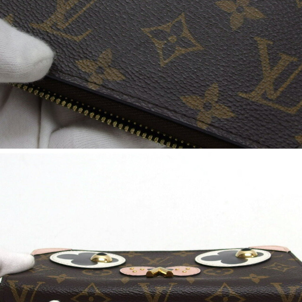 Louis Vuitton Black Rose Ballerine White Monogram Canvas Leather Metal Long Wallet (Bi-Fold) (Pre-Owned)