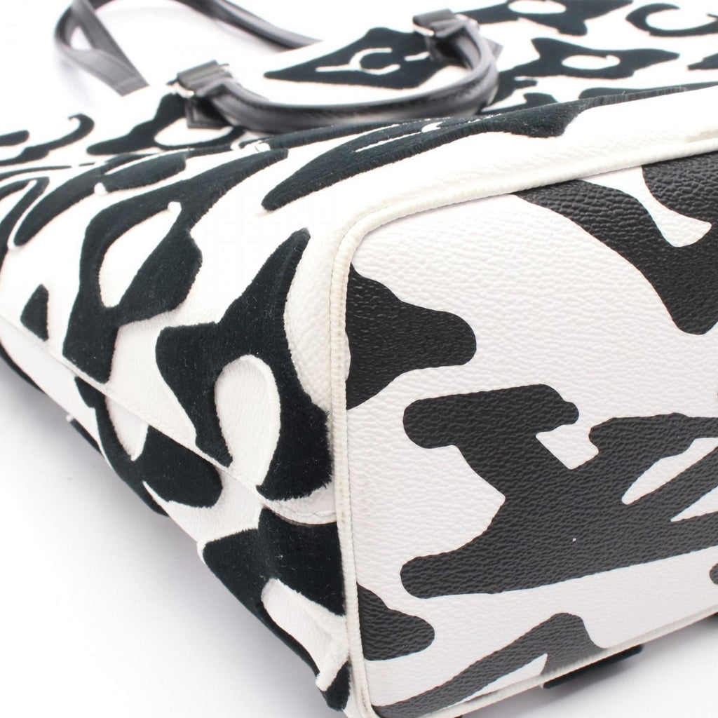 Louis Vuitton Black White Canvas Leather Tote Bag (Pre-Owned)