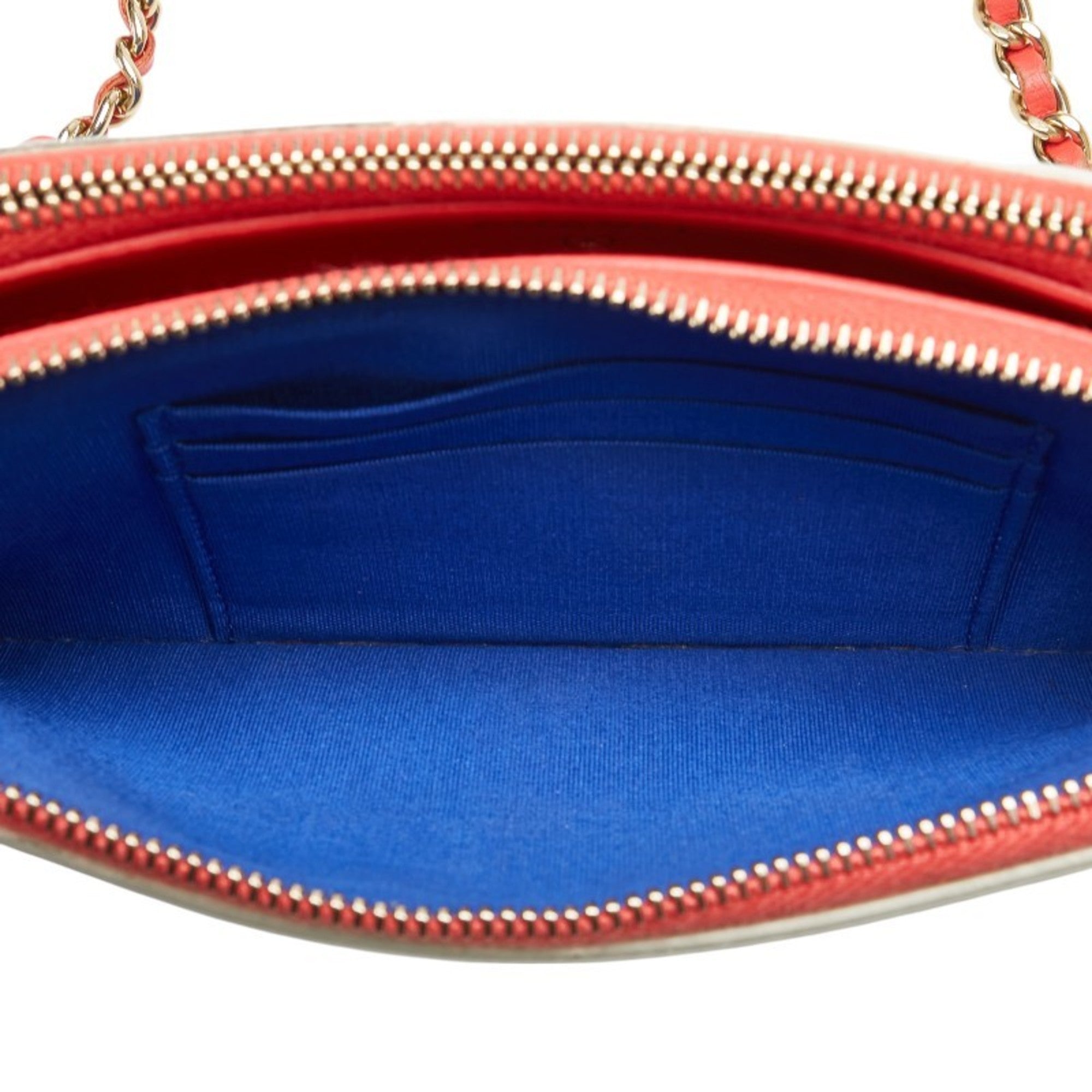 Filigree Double Zip Clutch with Chain Quilted Caviar