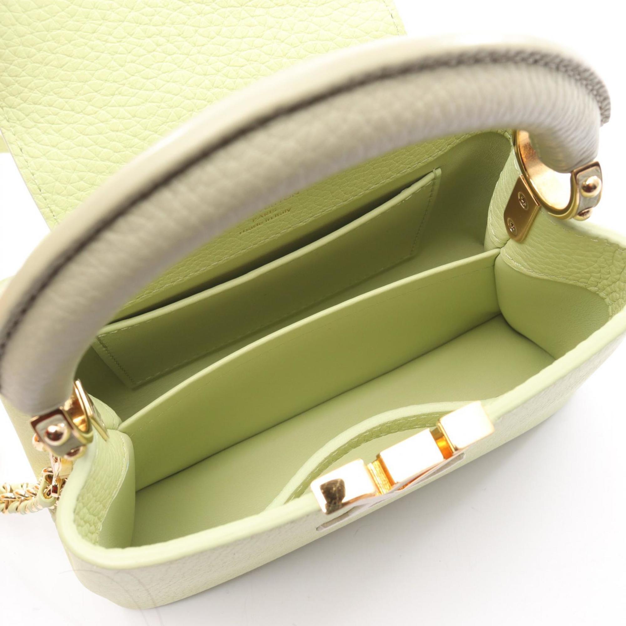 Louis Vuitton Green White Leather Handbag (Pre-Owned)