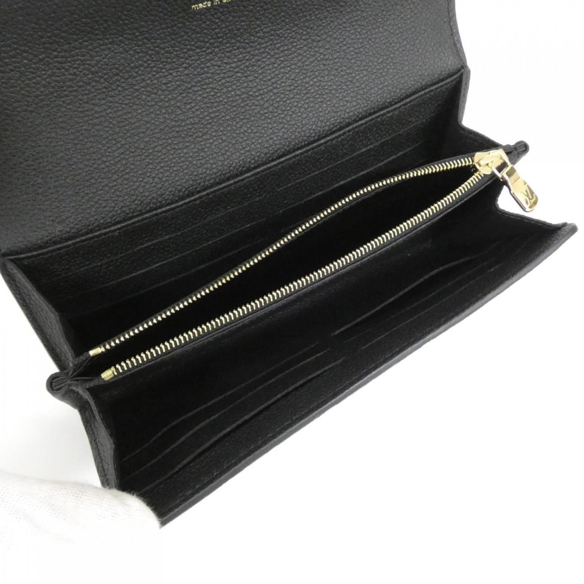 Louis Vuitton Black Leather Long Wallet (Bi-Fold) (Pre-Owned)