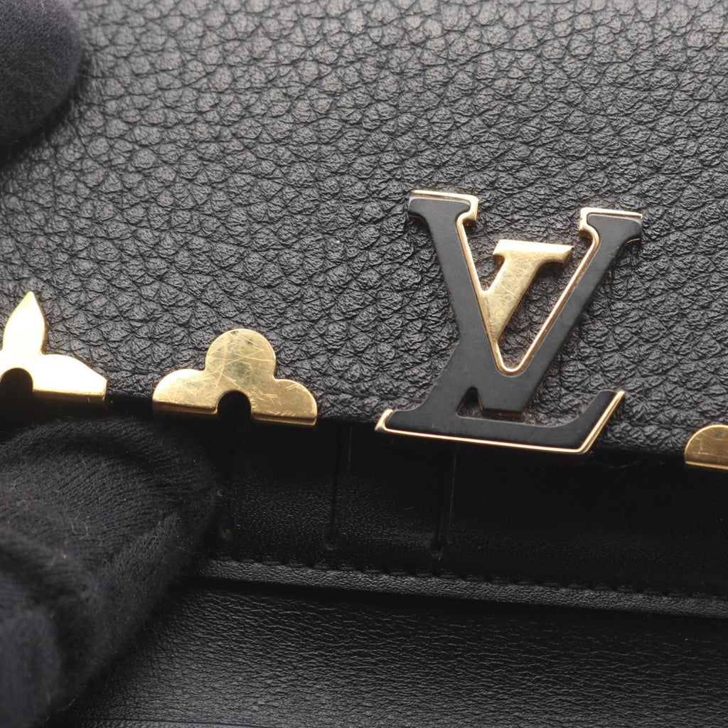 Louis Vuitton Black Leather Wallet (Tri-Fold) (Pre-Owned)