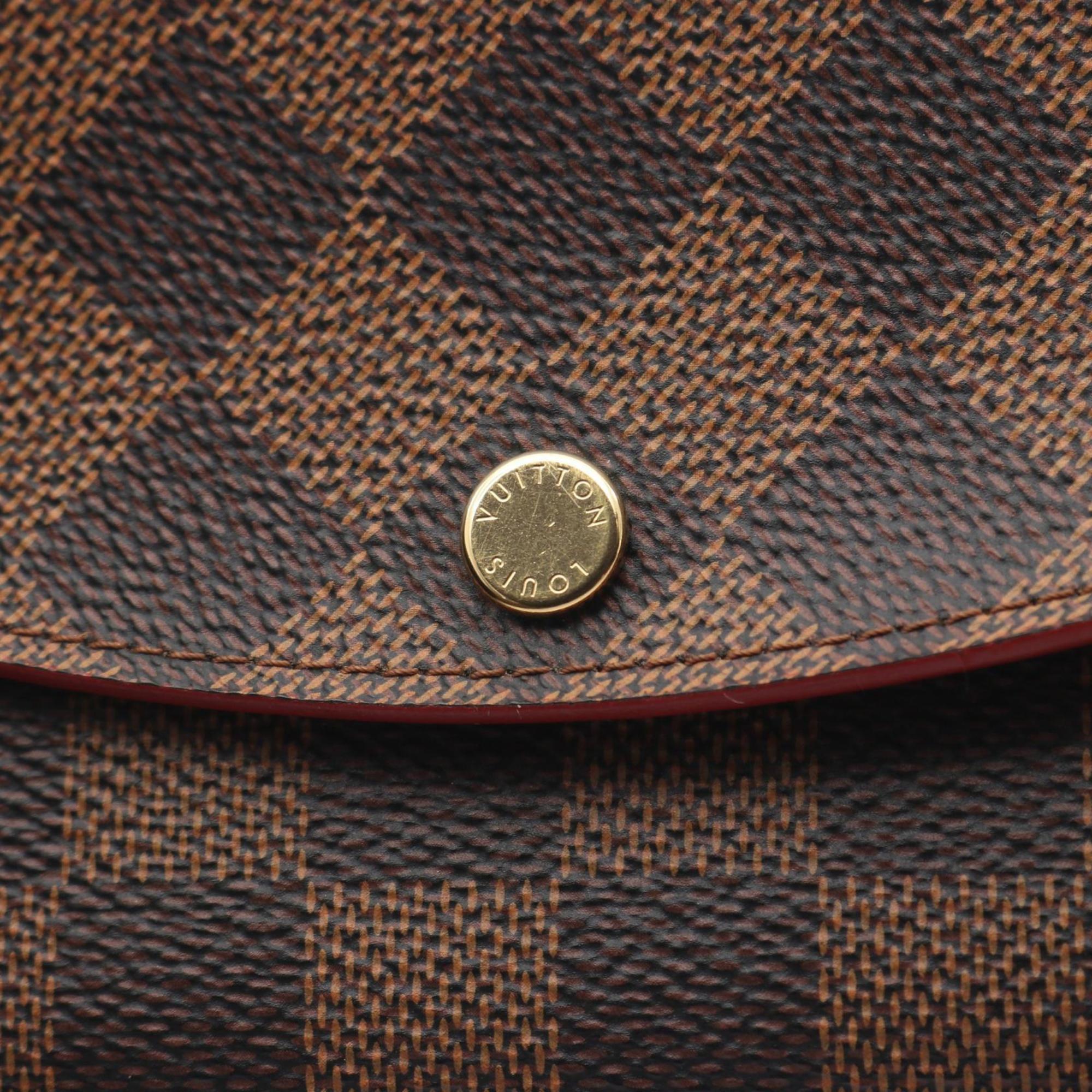 Louis Vuitton Brown Cerise Ebene Red Color Damier Canvas Leather Pvc Long Wallet (Bi-Fold) (Pre-Owned)