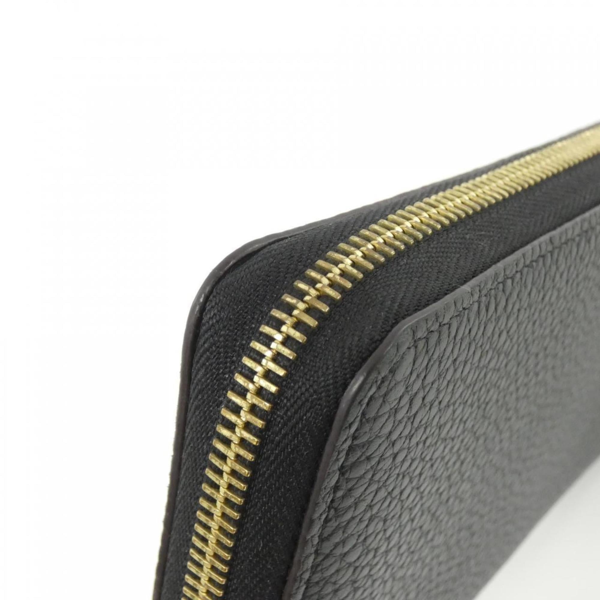 Louis Vuitton Black Leather Long Wallet (Bi-Fold) (Pre-Owned)