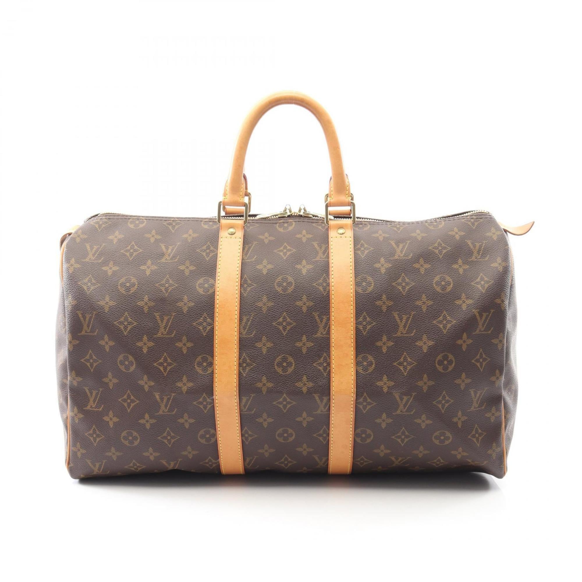 Louis Vuitton Brown Coated Canvas Leather Boston Bag (Pre-Owned)