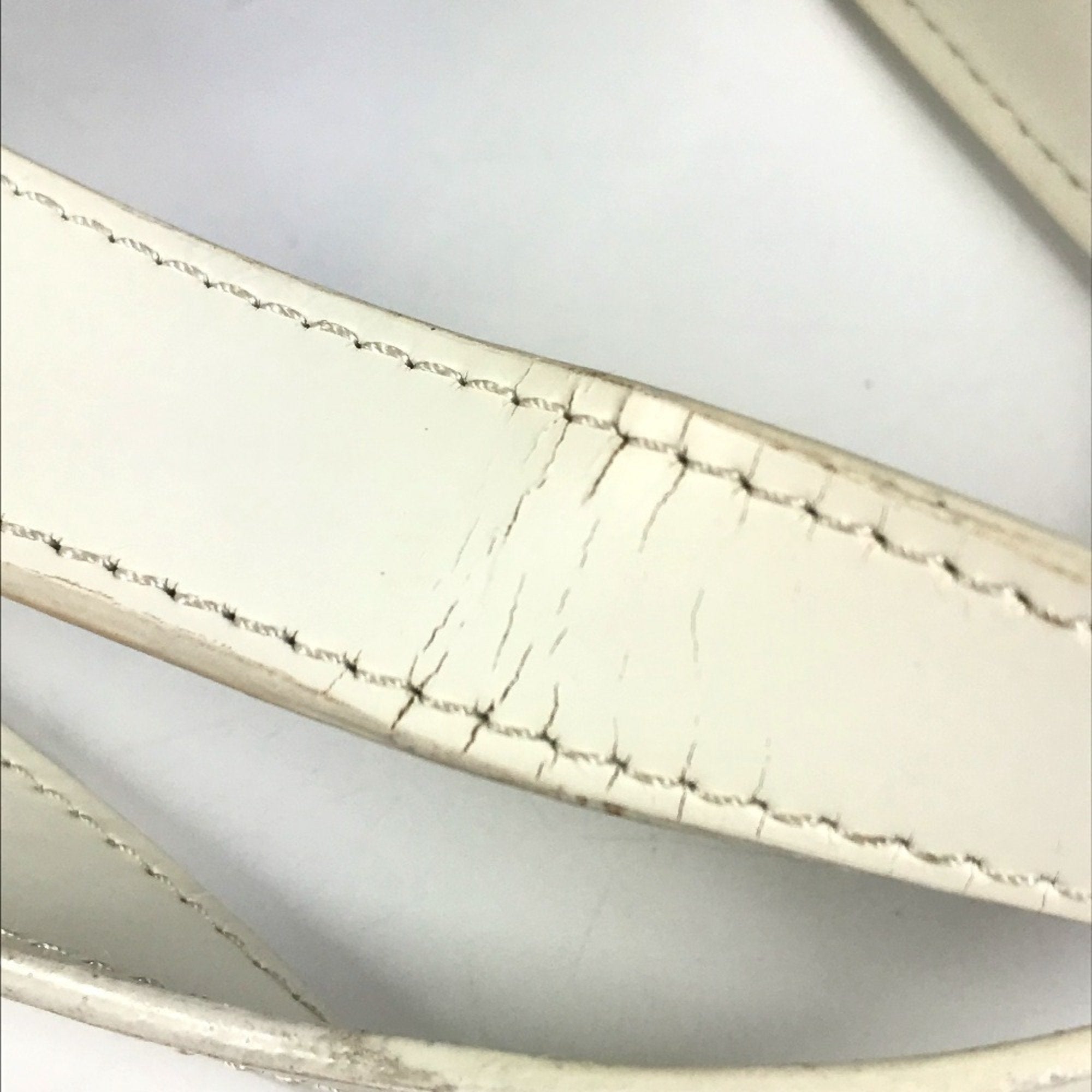 Louis Vuitton Beige White Canvas Leather Shoulder Bag Tote Bag (Pre-Owned)