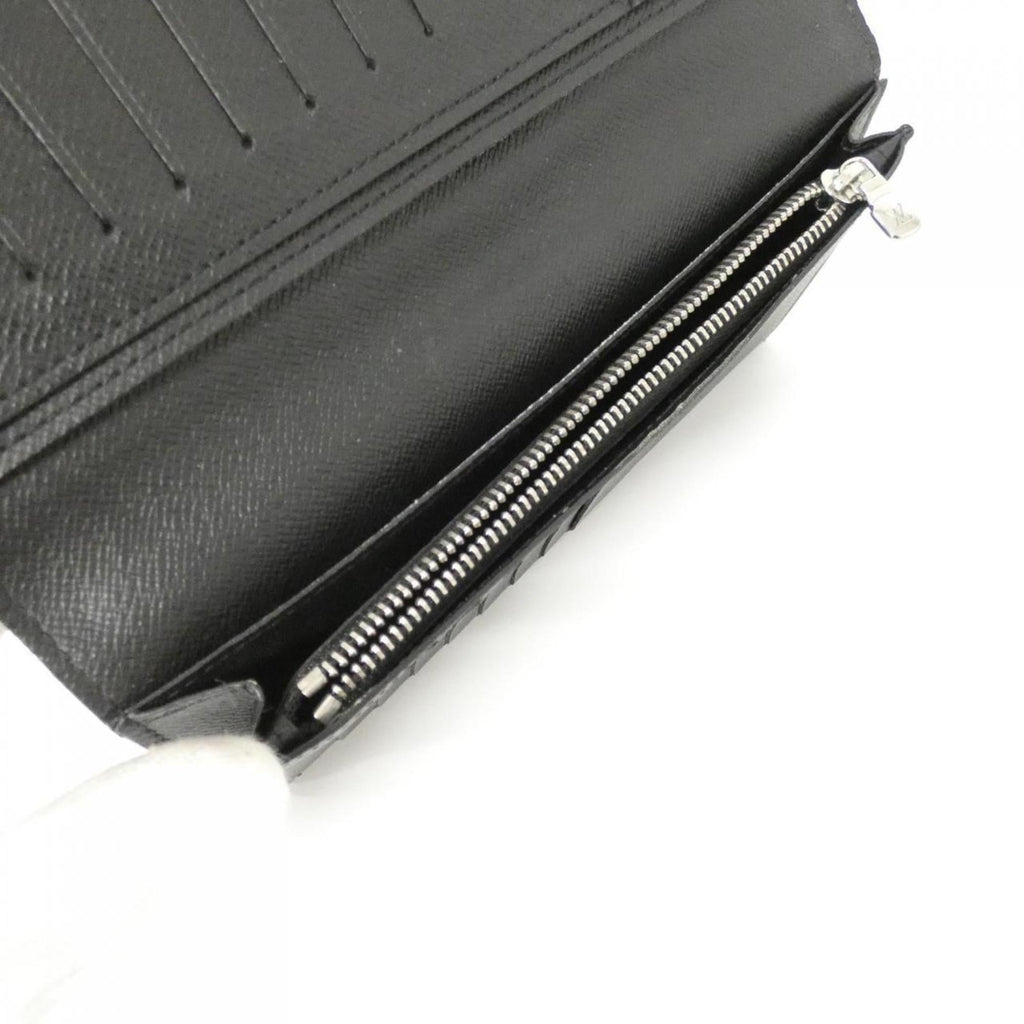 Louis Vuitton Black Leather Long Wallet (Bi-Fold) (Pre-Owned)