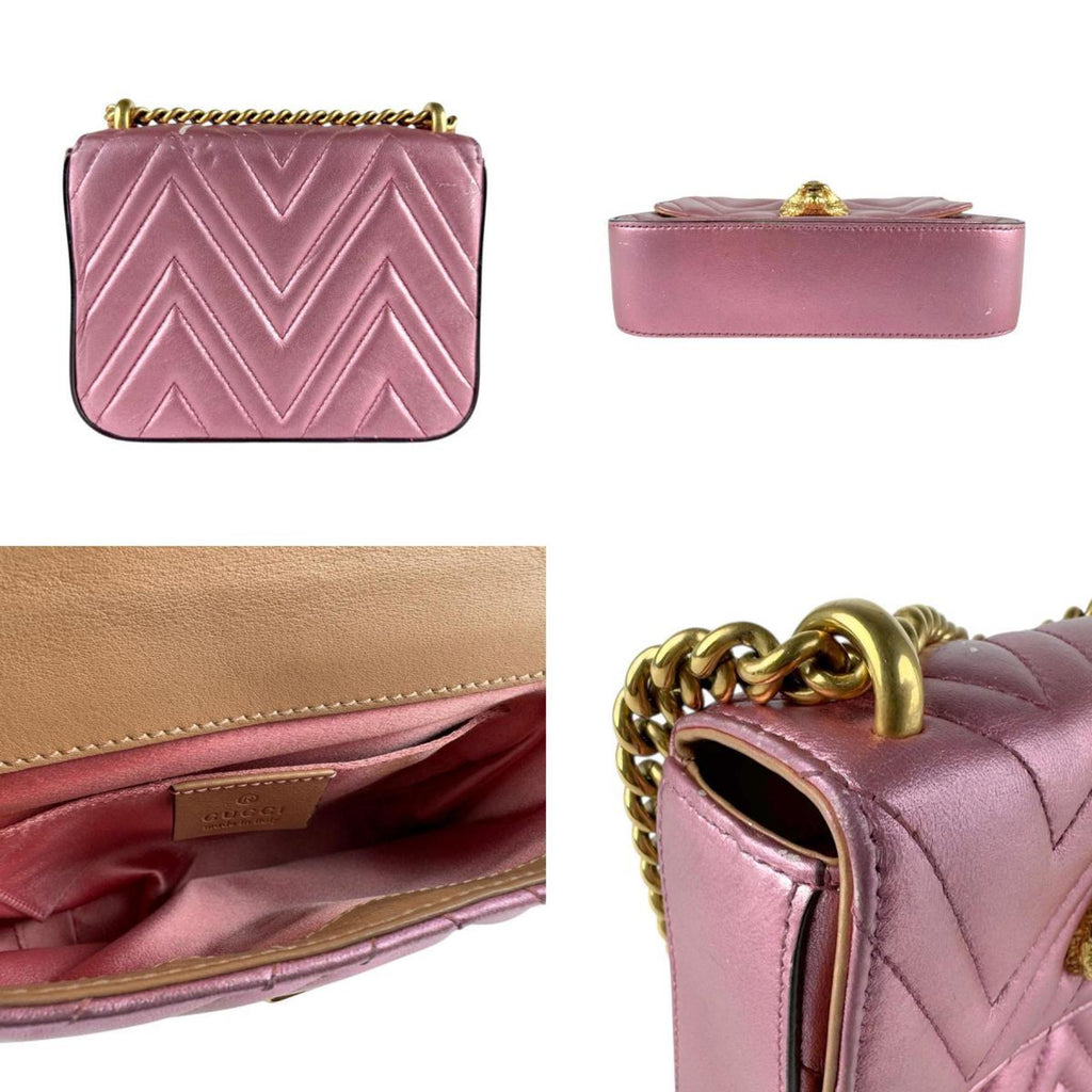 Animalier Broadway Chain Shoulder Bag Chevron Leather