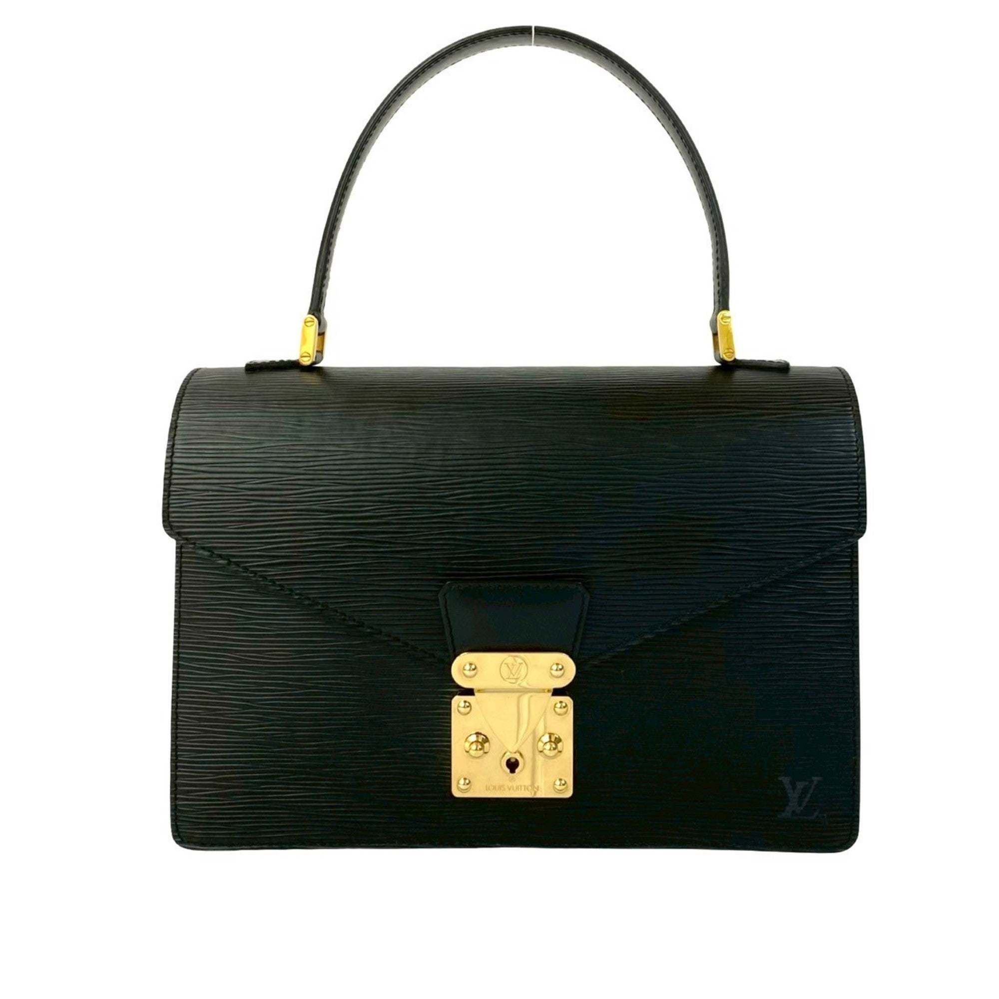 Louis Vuitton Black Leather Handbag Tote Bag (Pre-Owned)