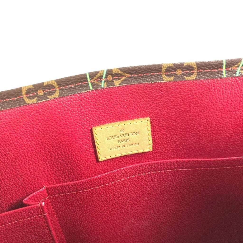 Louis Vuitton Brown Monogram Cherry Red Color Monogram Leather Shoulder Bag Tote Bag (Pre-Owned)