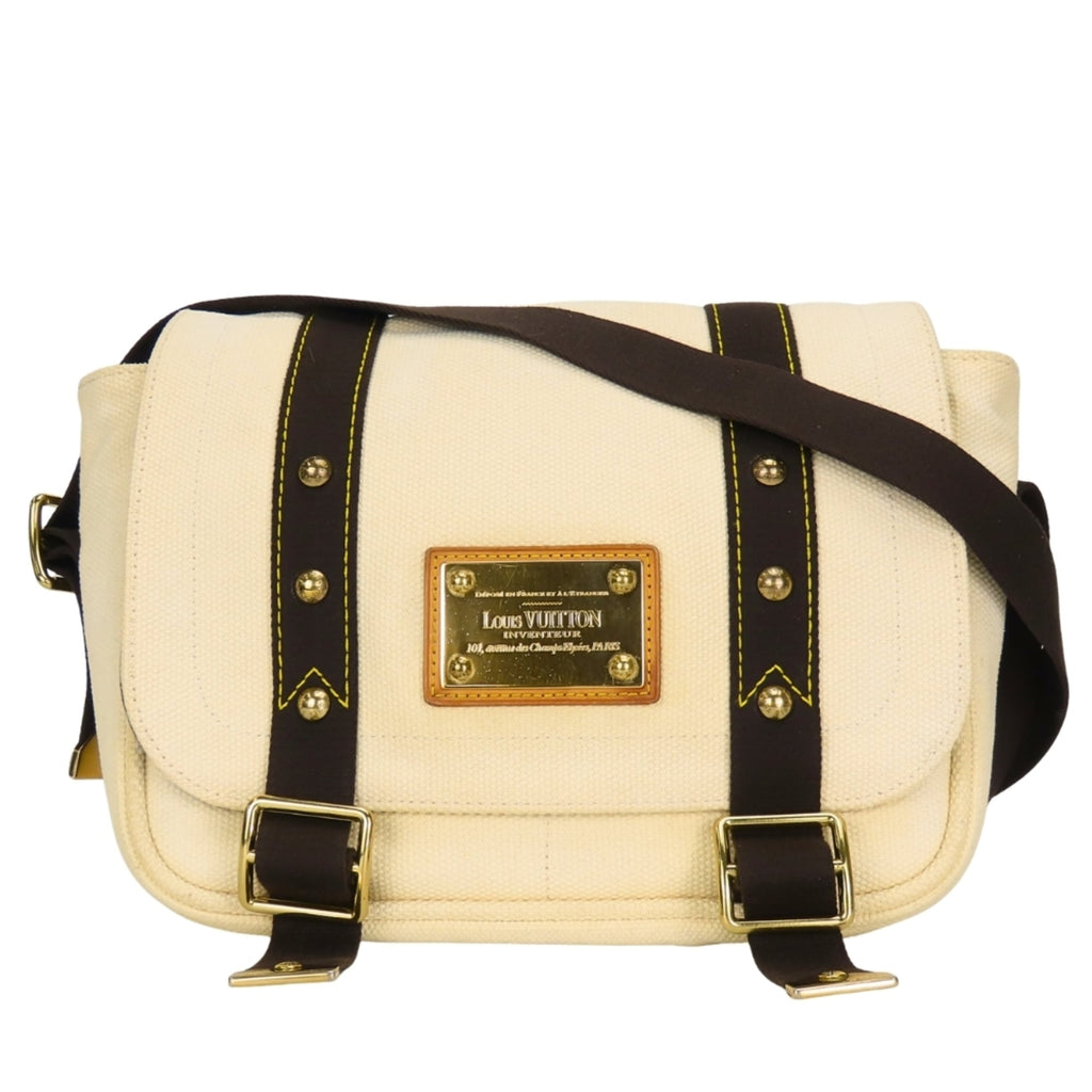 Louis Vuitton Brown Ecru Ivory Canvas Shoulder Bag (Pre-Owned)
